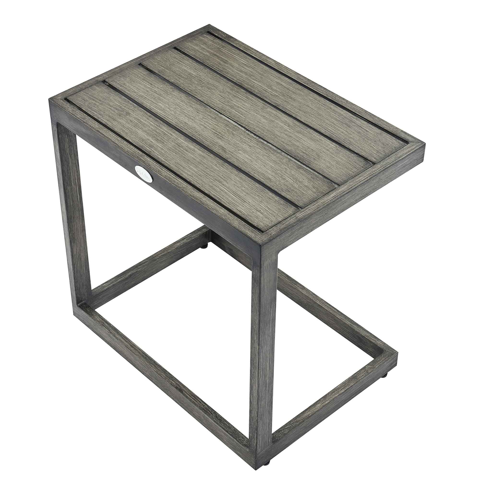 Montrose Aluminium Outdoor C-Side Table, Brushed Silver Oak