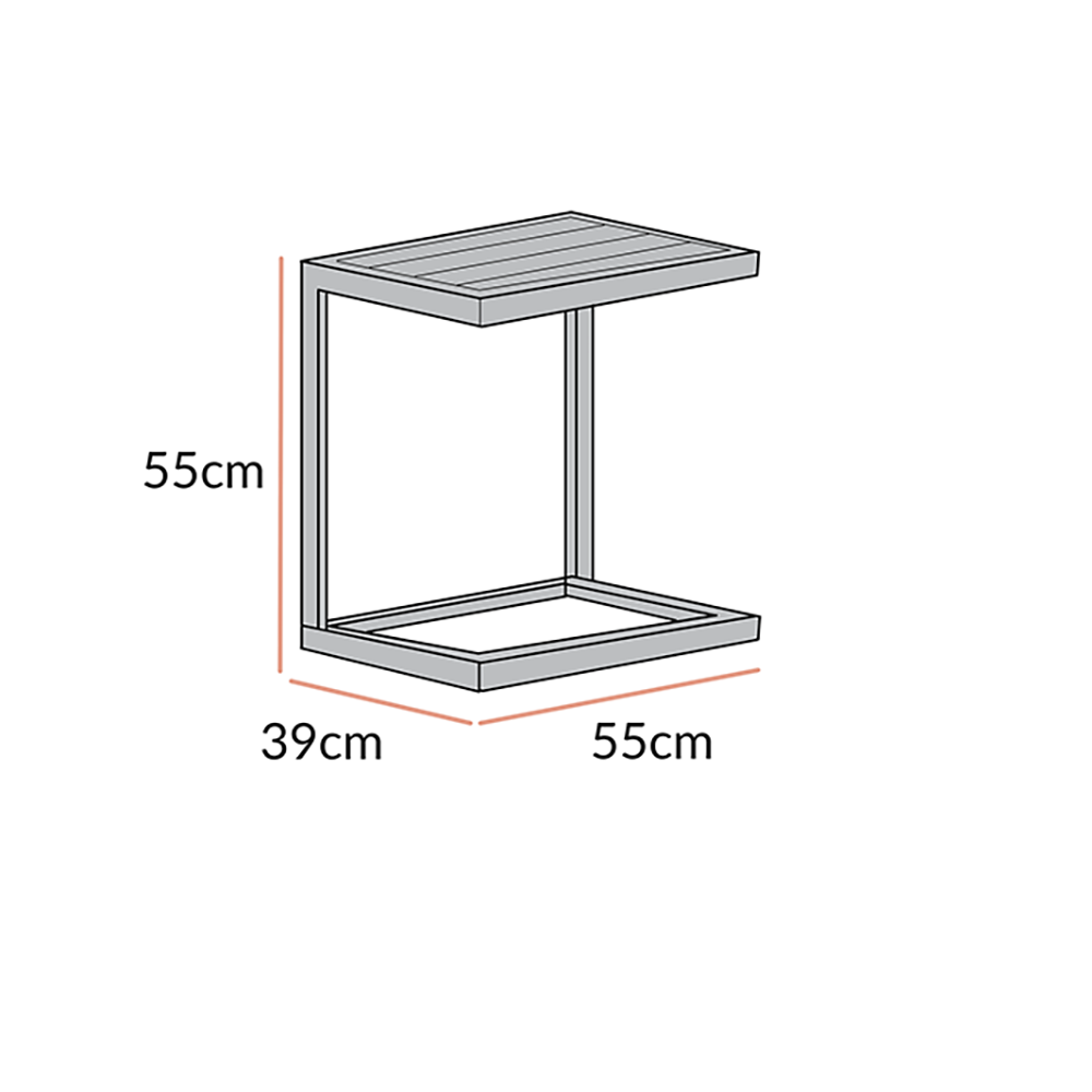 Montrose Aluminium Outdoor C-Side Table, Brushed Silver Oak