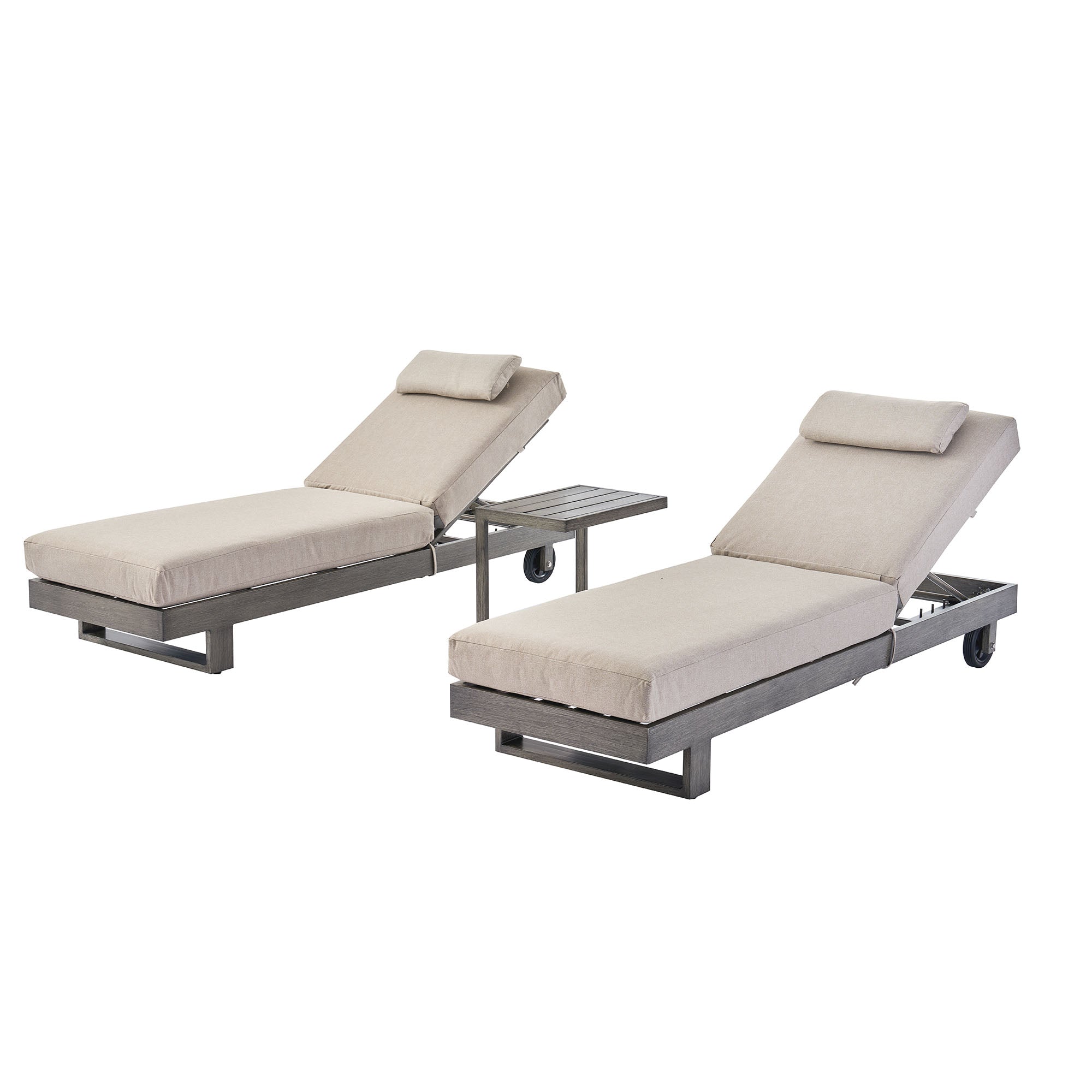 Montrose Aluminium Outdoor Sun Lounger Set, Brushed Silver Oak