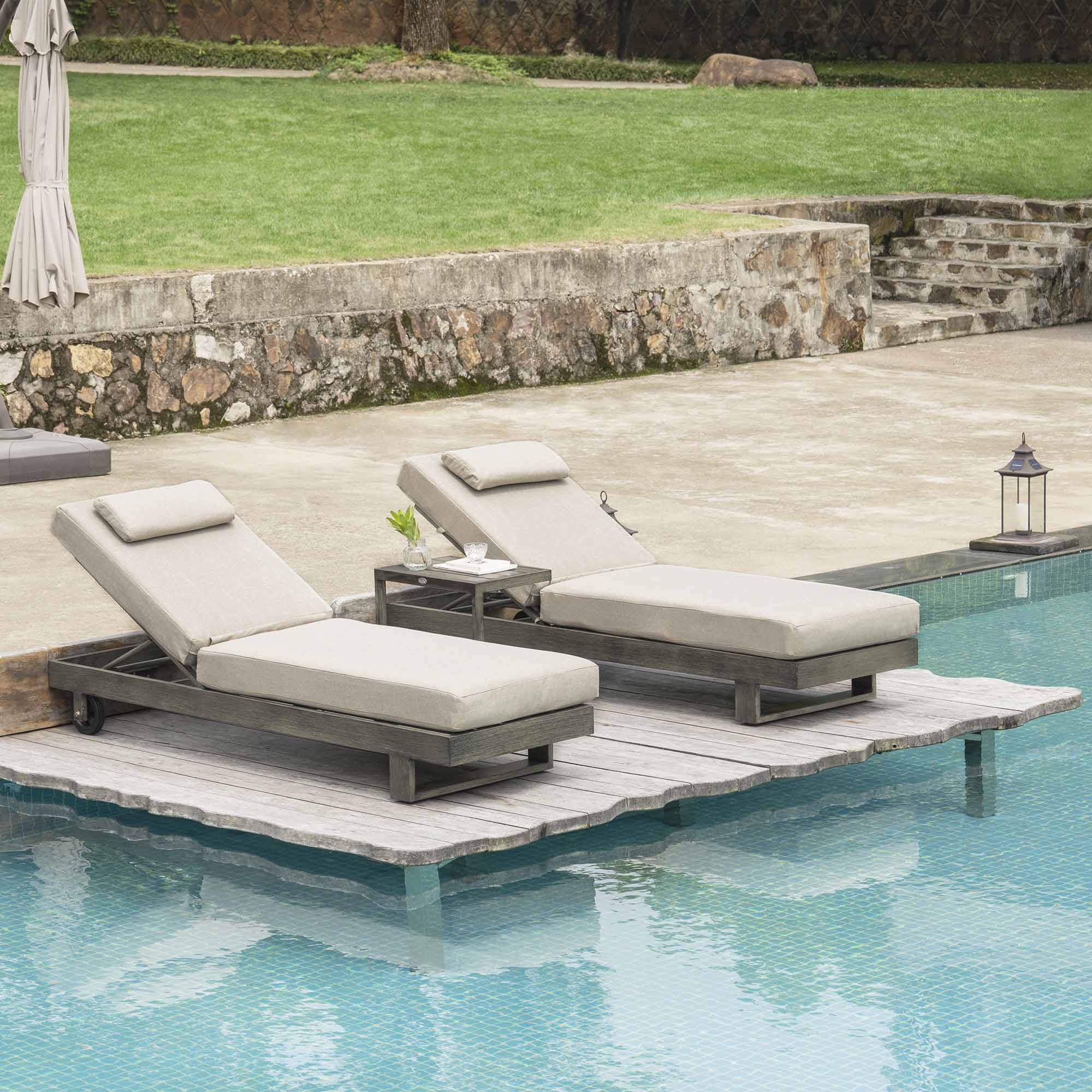 Montrose Aluminium Outdoor Sun Lounger Set, Brushed Silver Oak