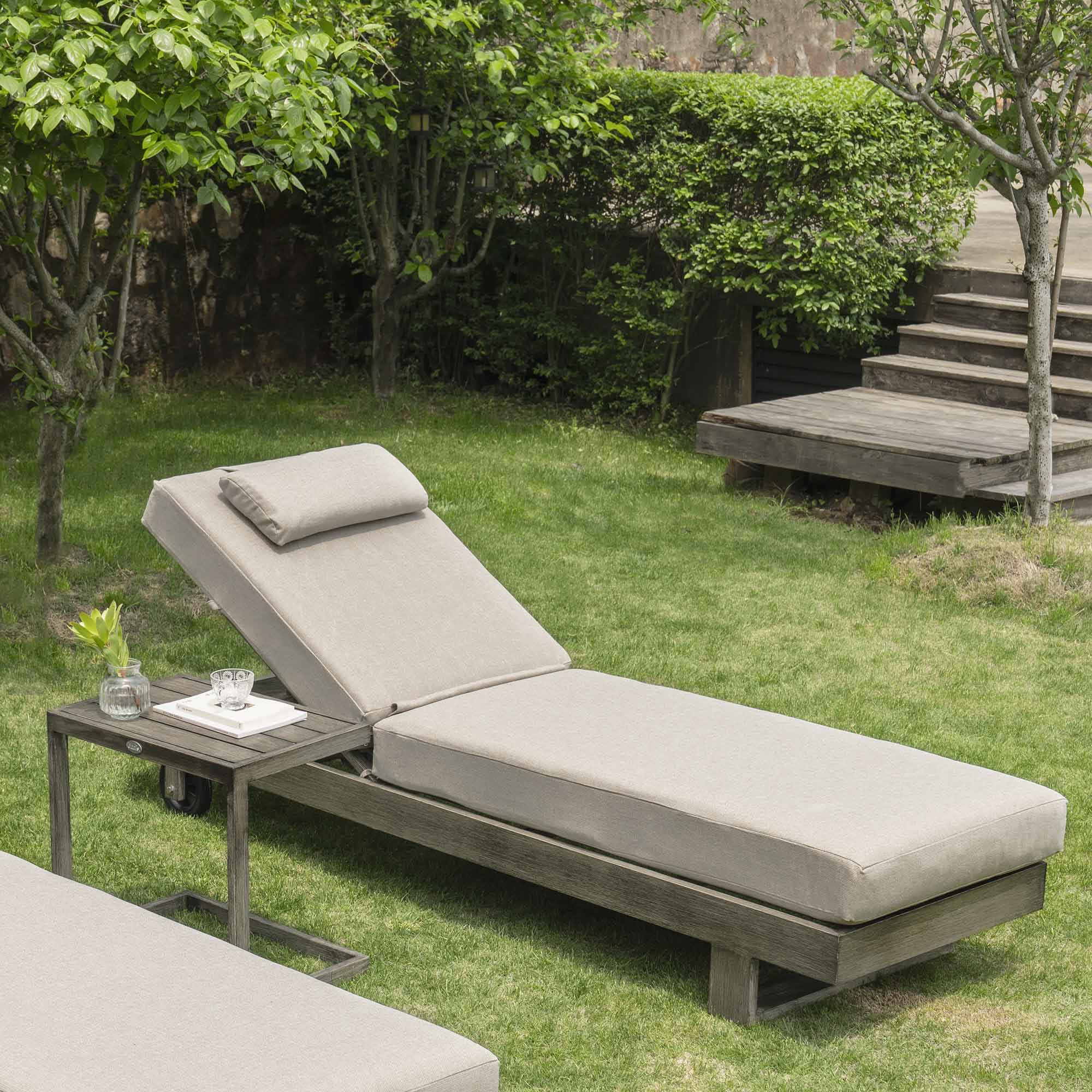 Montrose Aluminium Outdoor Sun Lounger, Brushed Silver Oak