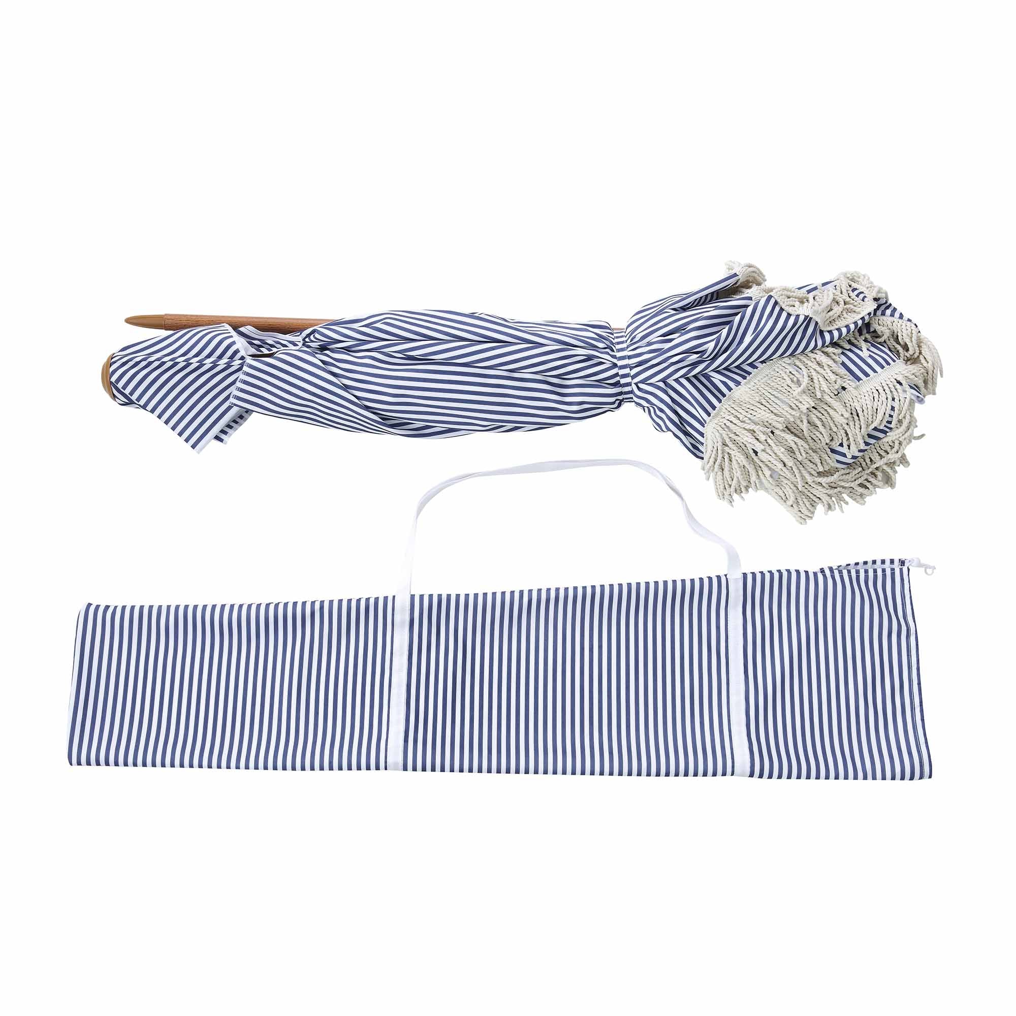 Gabriel Blue and White Striped Fringed Cabana