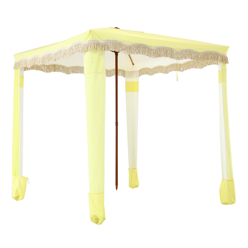 Gabriel Yellow and White Striped Fringed Cabana | daals