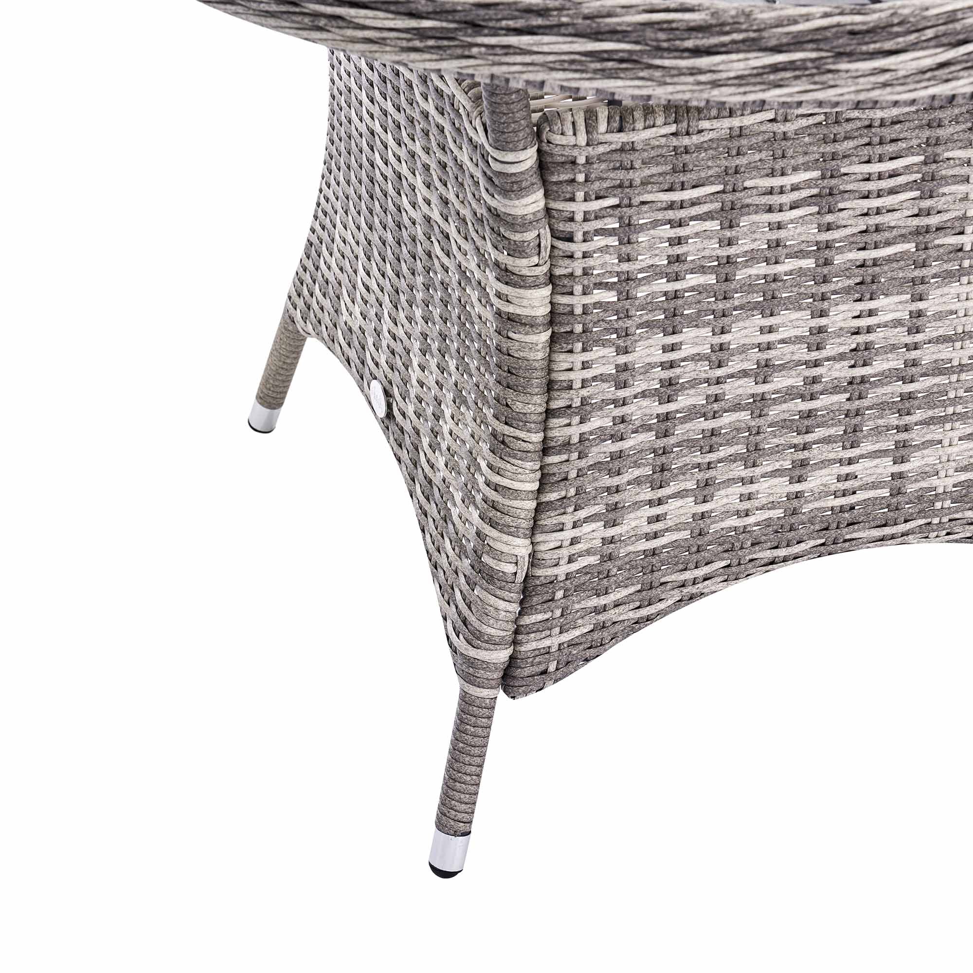 Hampshire 4-Seater Round Wicker Rattan Dining Set, Light Grey