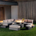 Jardin Aluminium Large Corner Casual Dining Set with Rising Firepit Table, Granite