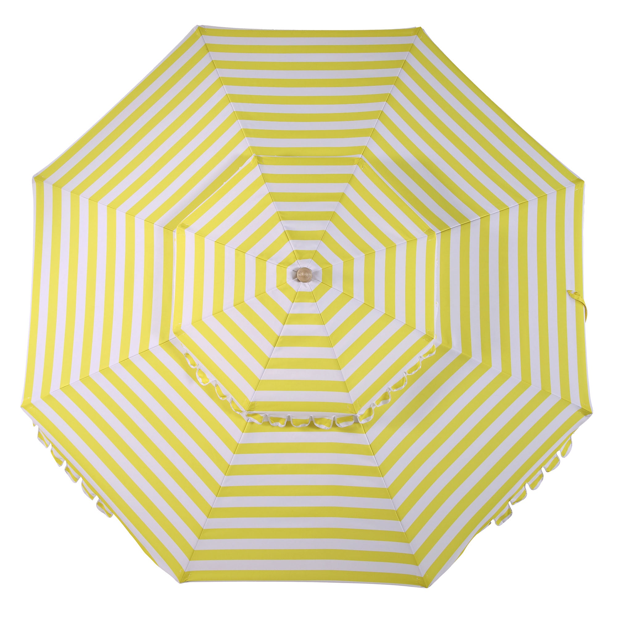 Fabienne Yellow and White Striped 3M Double Top Crank and Tilt Parasol