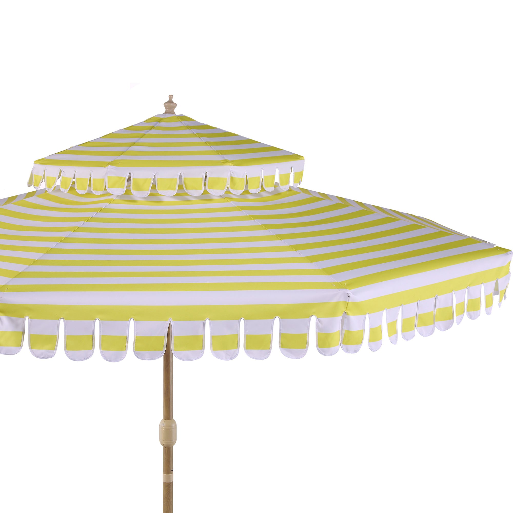 Fabienne Yellow and White Striped 3M Double Top Crank and Tilt Parasol