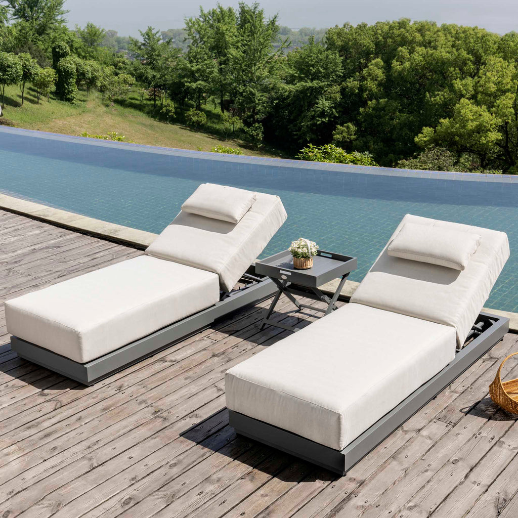 Pedra Rope and Aluminium Outdoor Sun Lounger and Side Table Set | daals