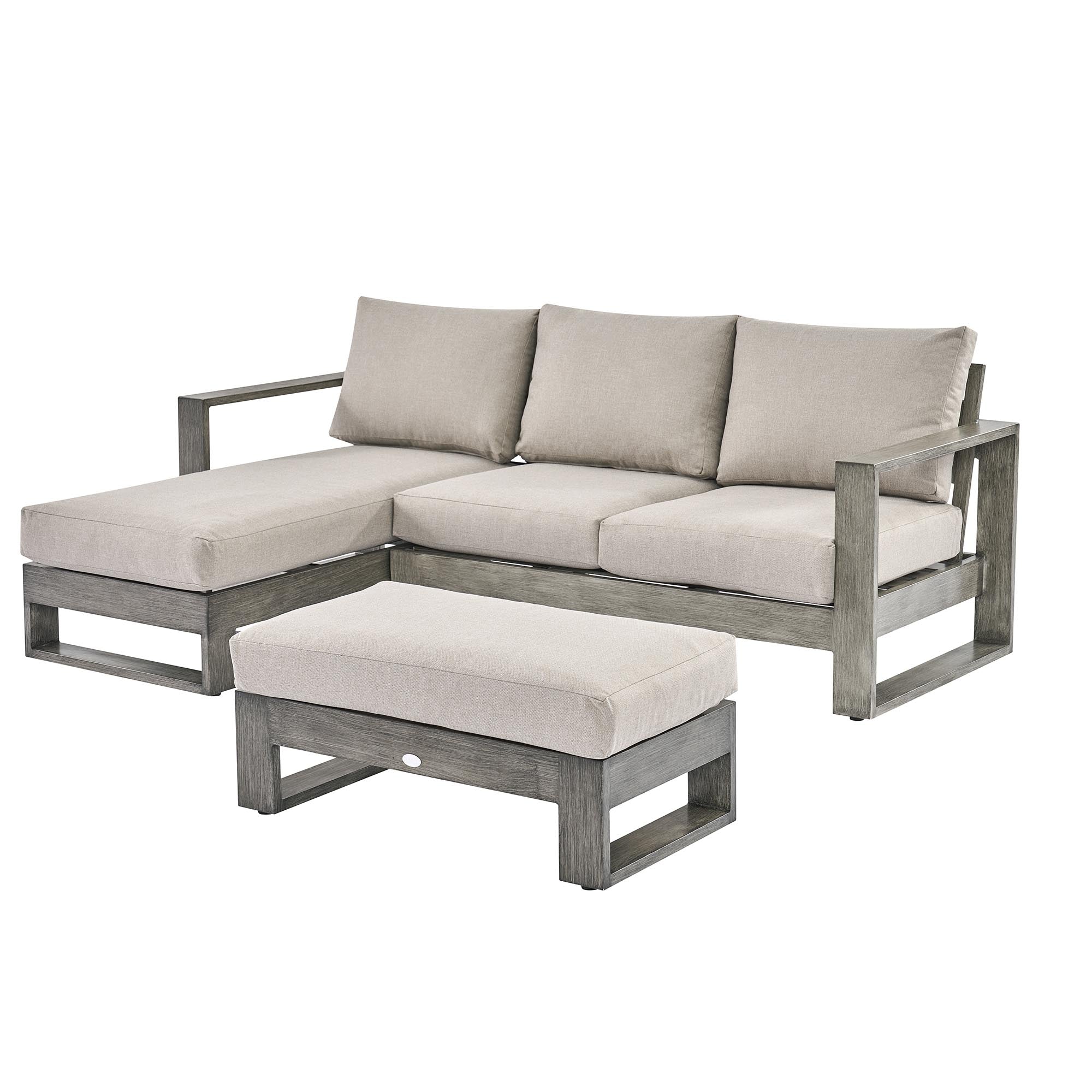 Montrose Aluminium Outdoor Sofa Set with Chaise, Brushed Silver Oak