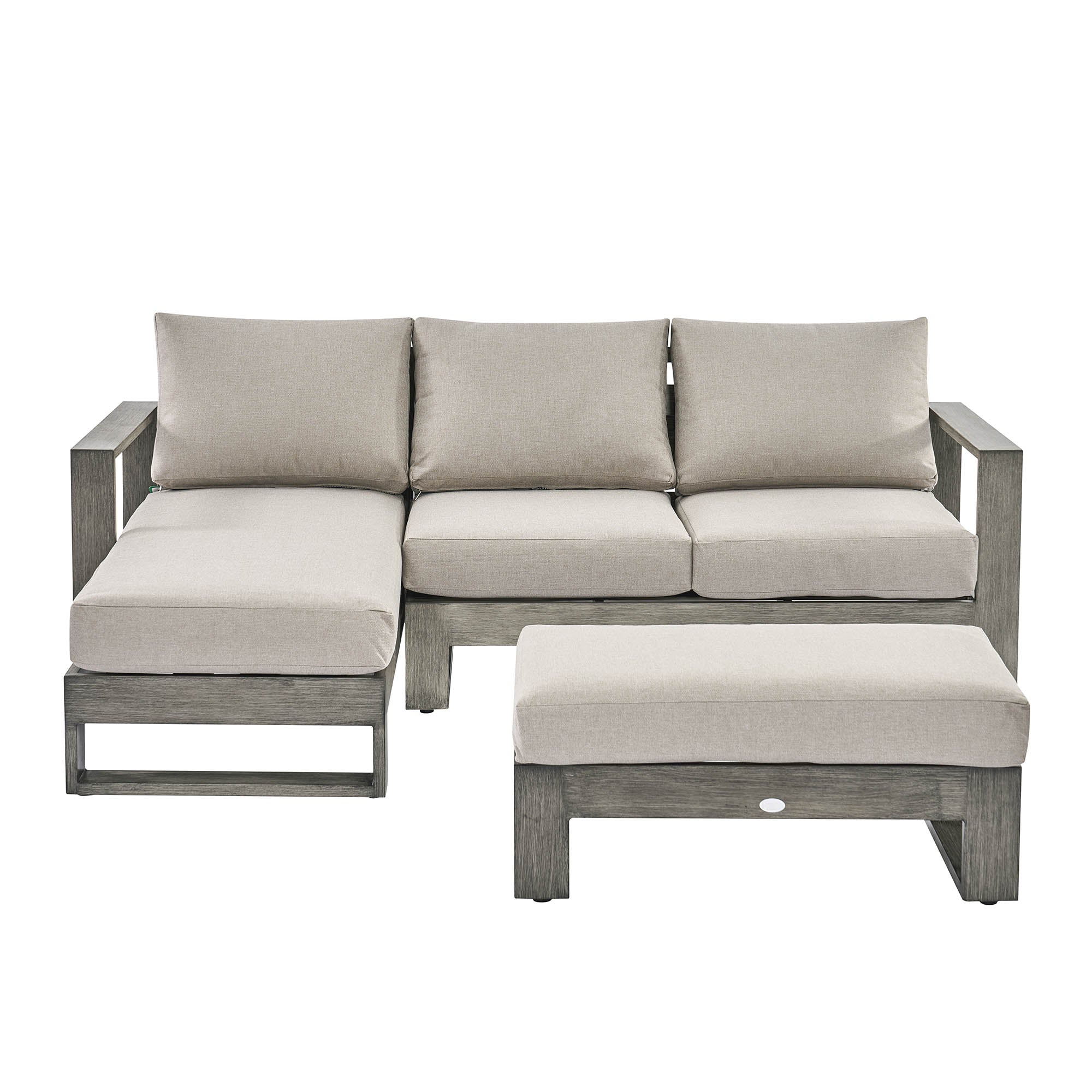 Montrose Aluminium Outdoor Sofa Set with Chaise, Brushed Silver Oak