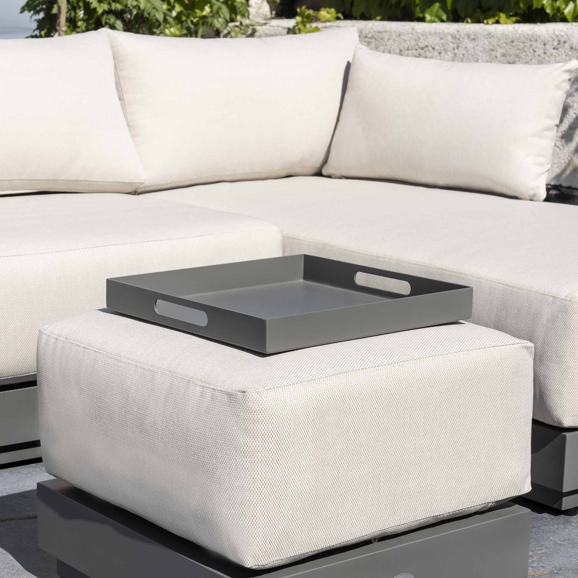 Pedra Rope and Aluminium Outdoor Chaise Sofa Set, Grey