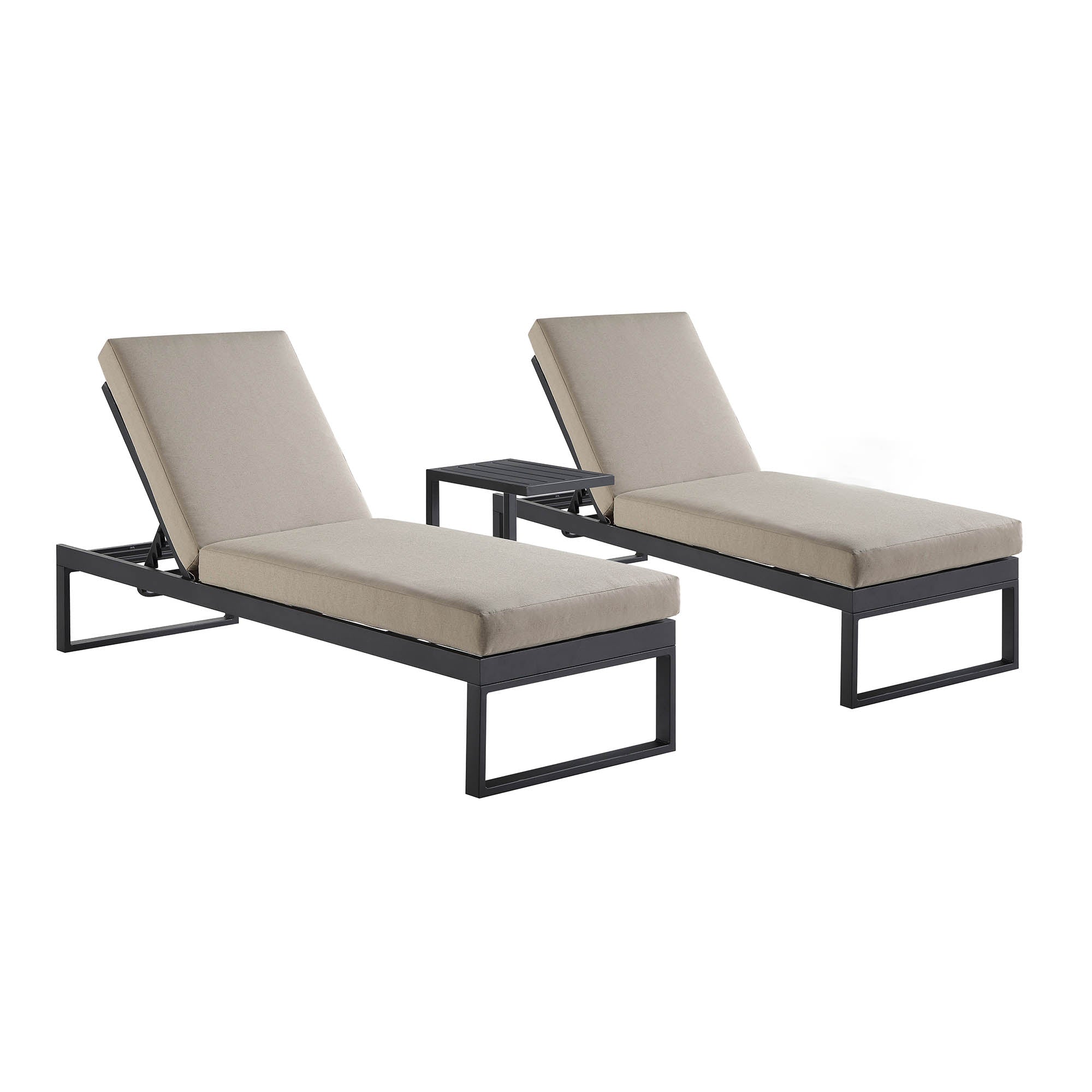 Albany Aluminium Sun Lounger and Side Table Set, Taupe