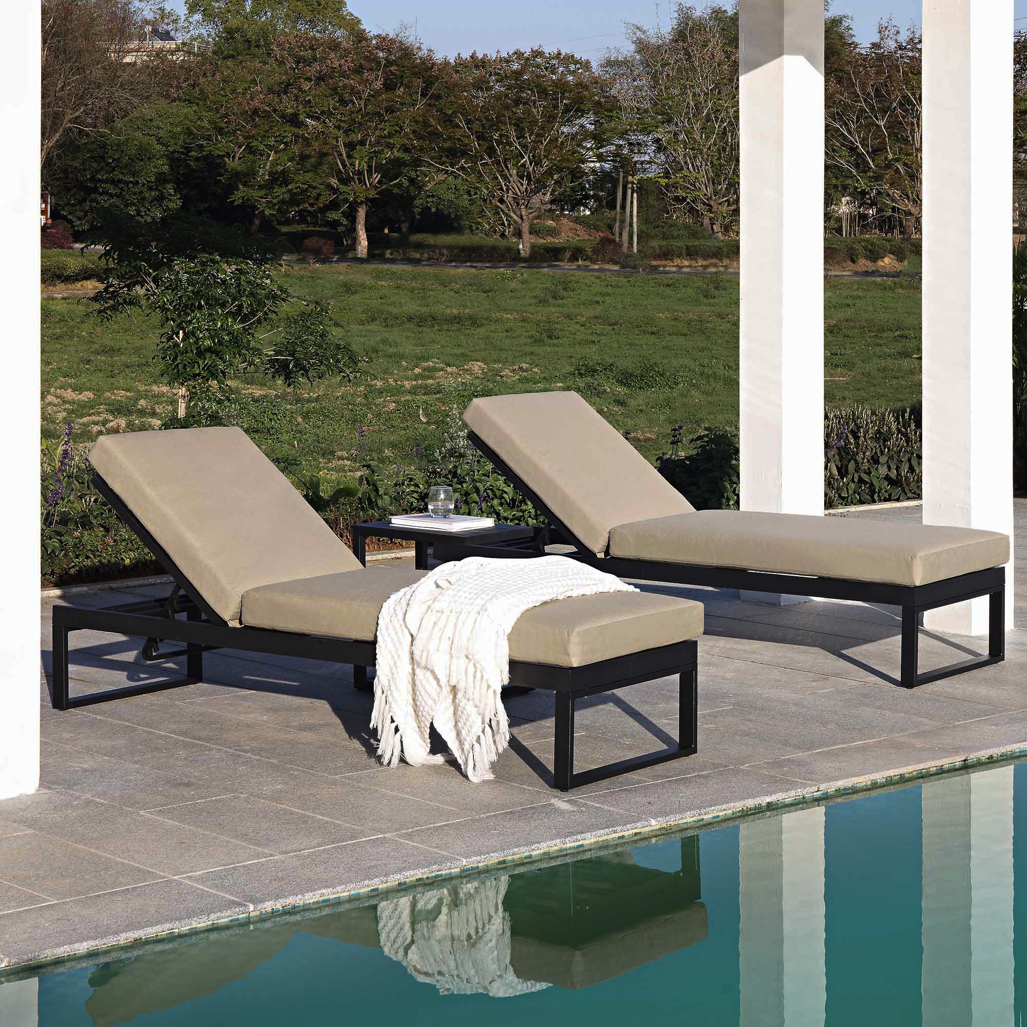 Albany Aluminium Sun Lounger and Side Table Set, Taupe