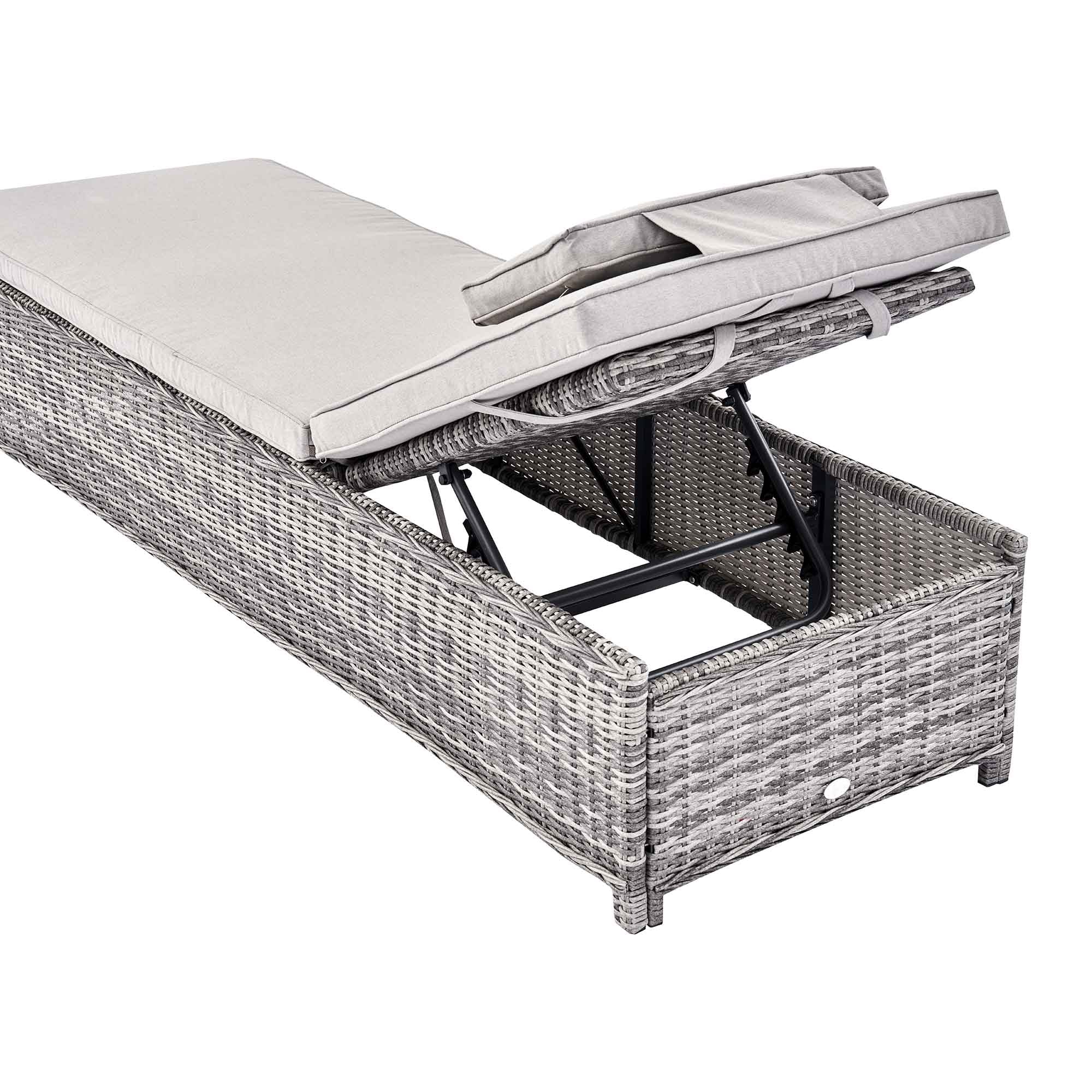 Hampshire Round Wicker Rattan Sun Lounger, Light Grey