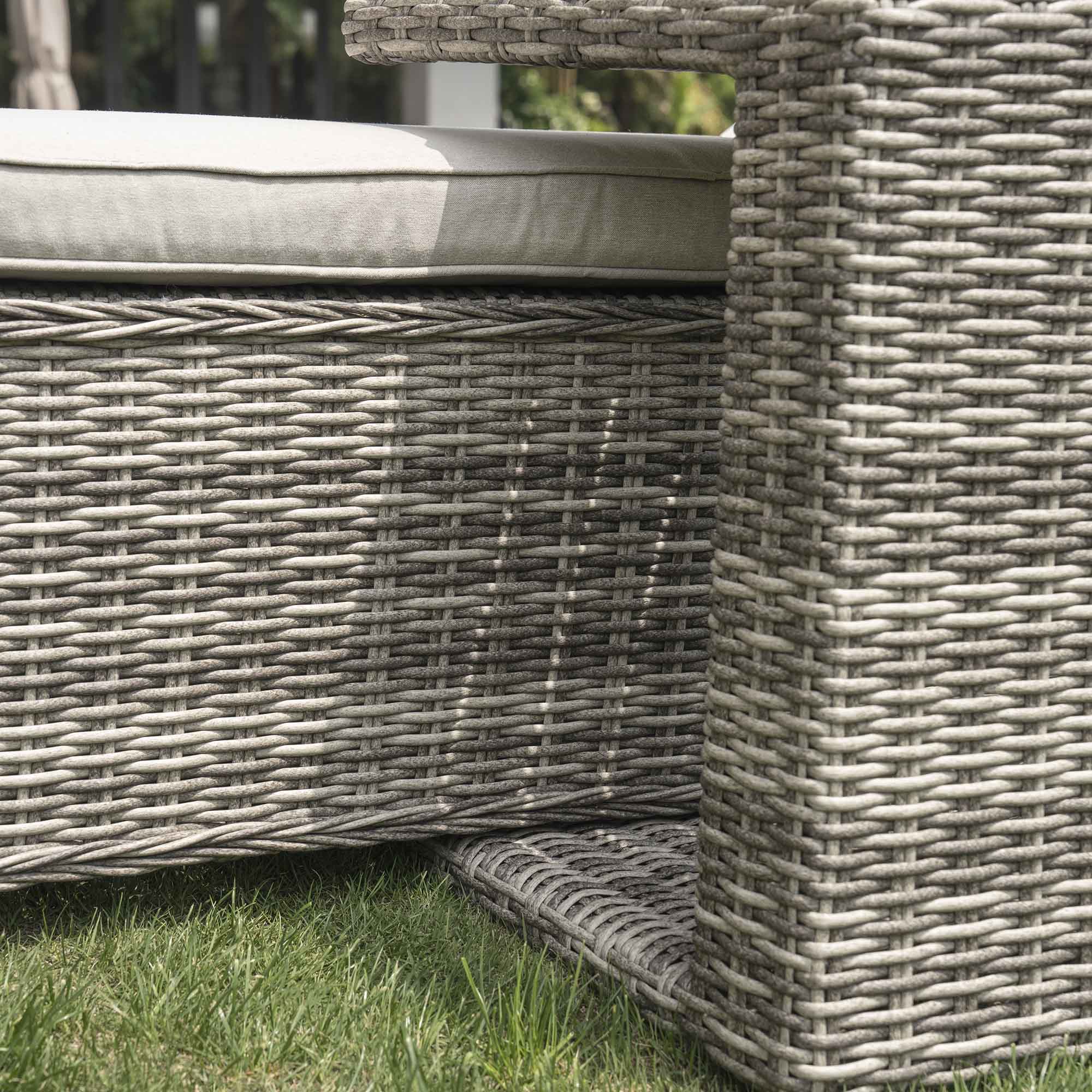 Hampshire Round Wicker Rattan Sun Lounger, Light Grey