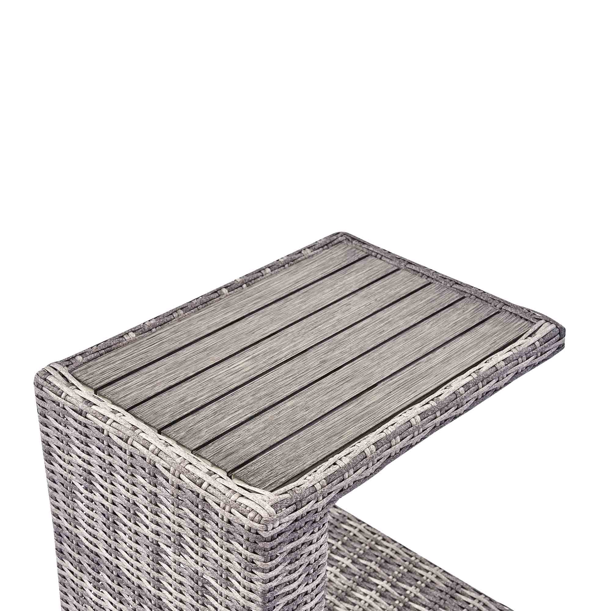 Hampshire Round Wicker Rattan Side Table, Light Grey