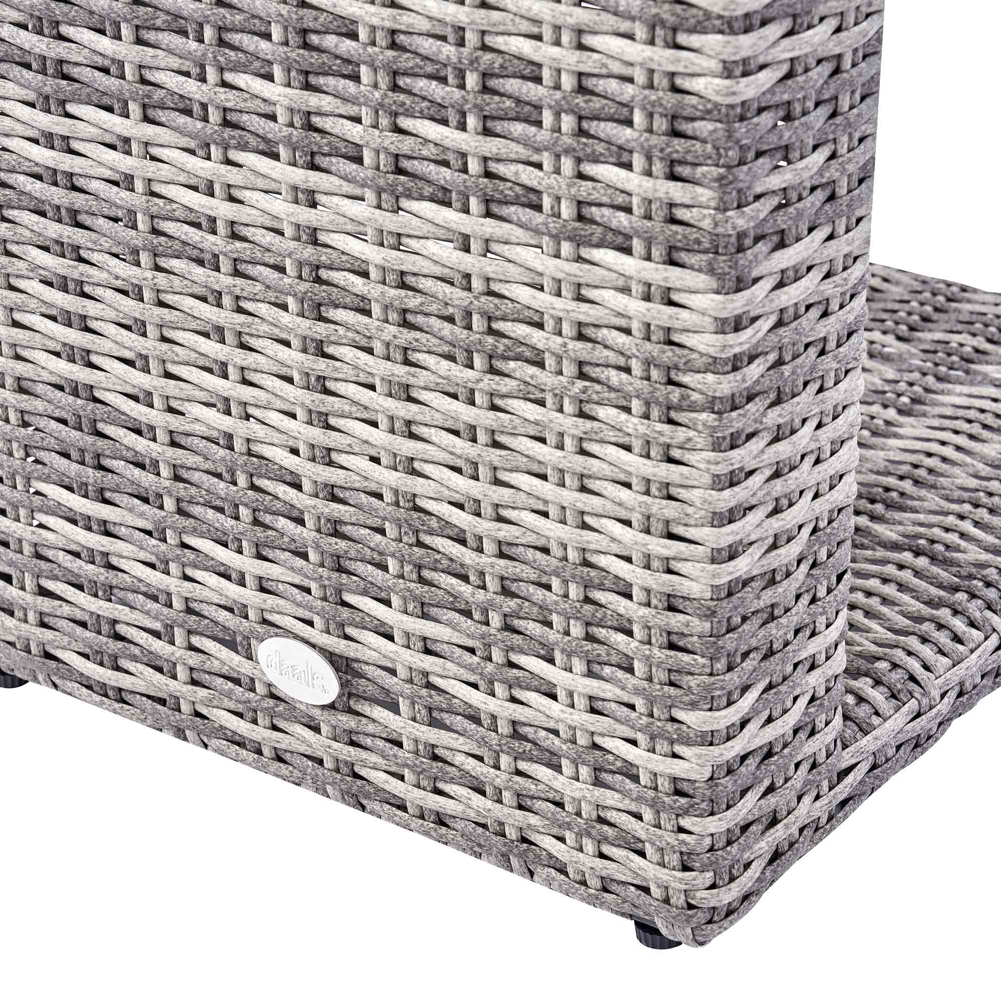 Hampshire Round Wicker Rattan Side Table, Light Grey