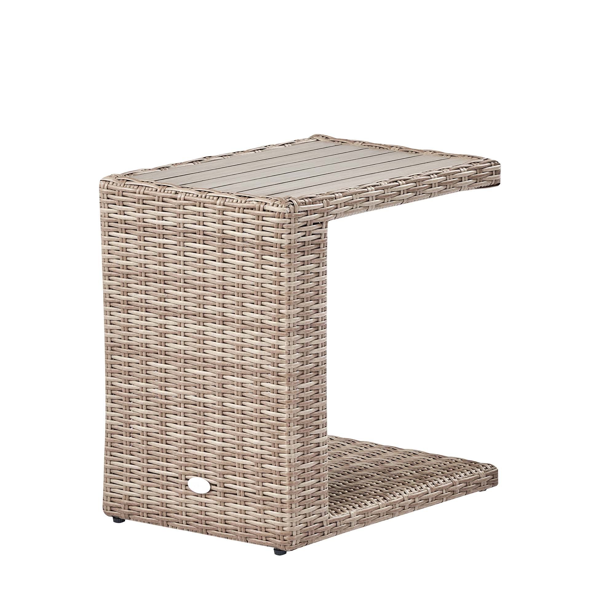 Hampshire Round Wicker Rattan Side Table, Natural