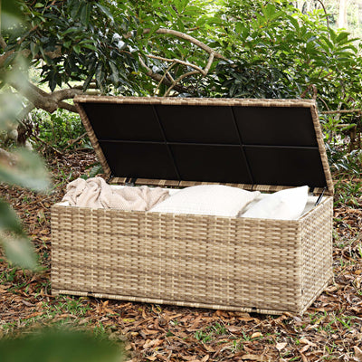Dropship 140 Gallon Grey Garden Wicker Box Furniture Small Outdoor