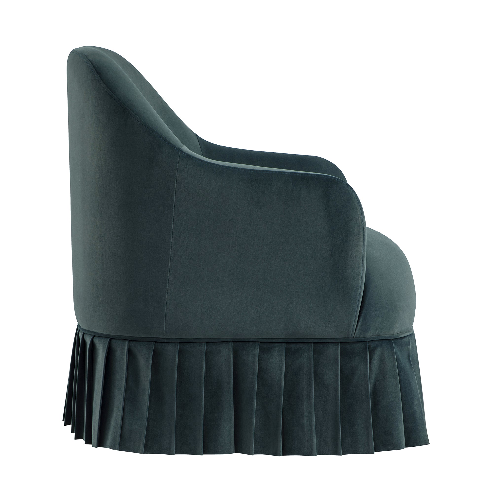 Calliope Skirted Armchair, Aegean Blue Velvet