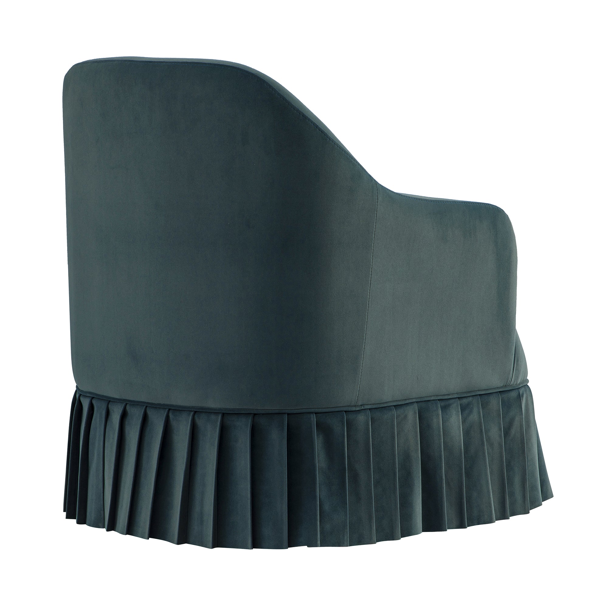 Calliope Skirted Armchair, Aegean Blue Velvet