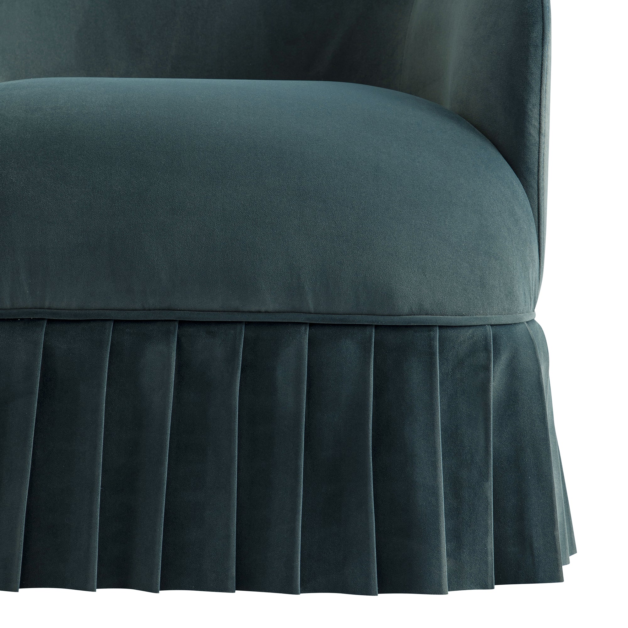 Calliope Skirted Armchair, Aegean Blue Velvet