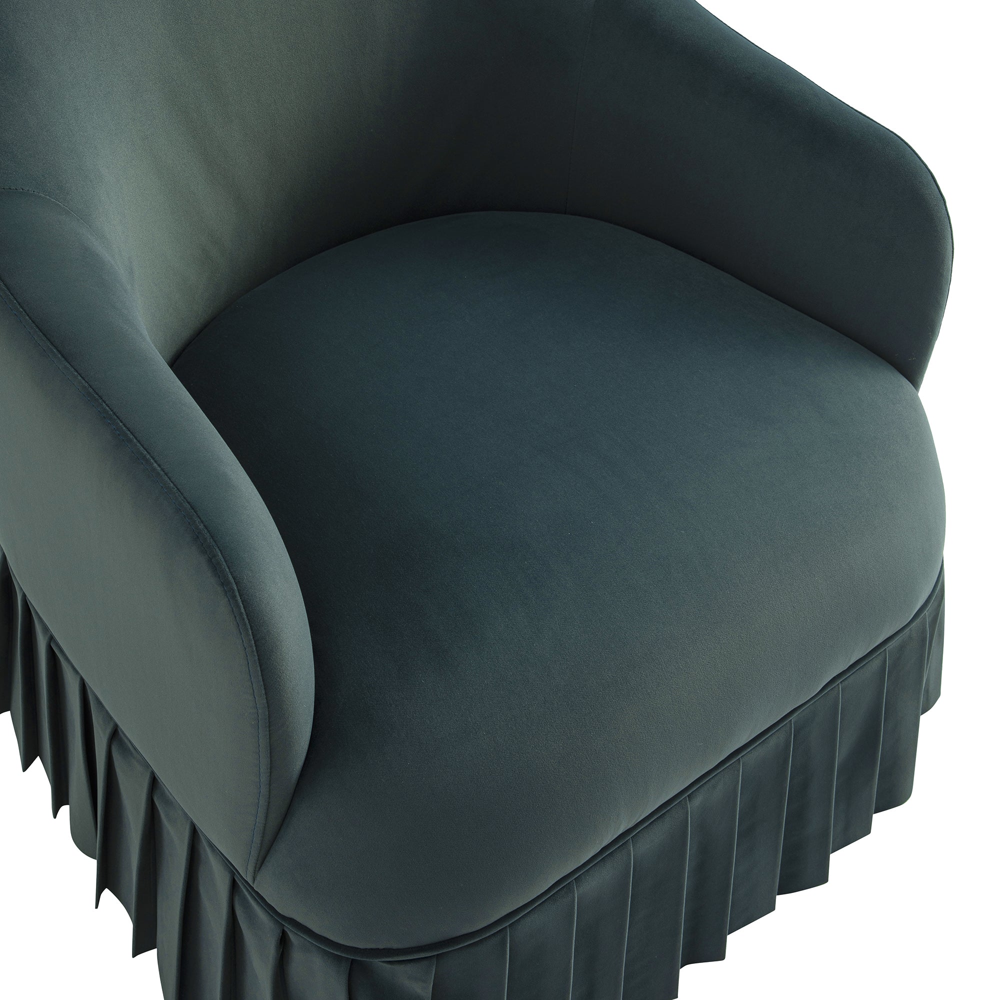 Calliope Skirted Armchair, Aegean Blue Velvet