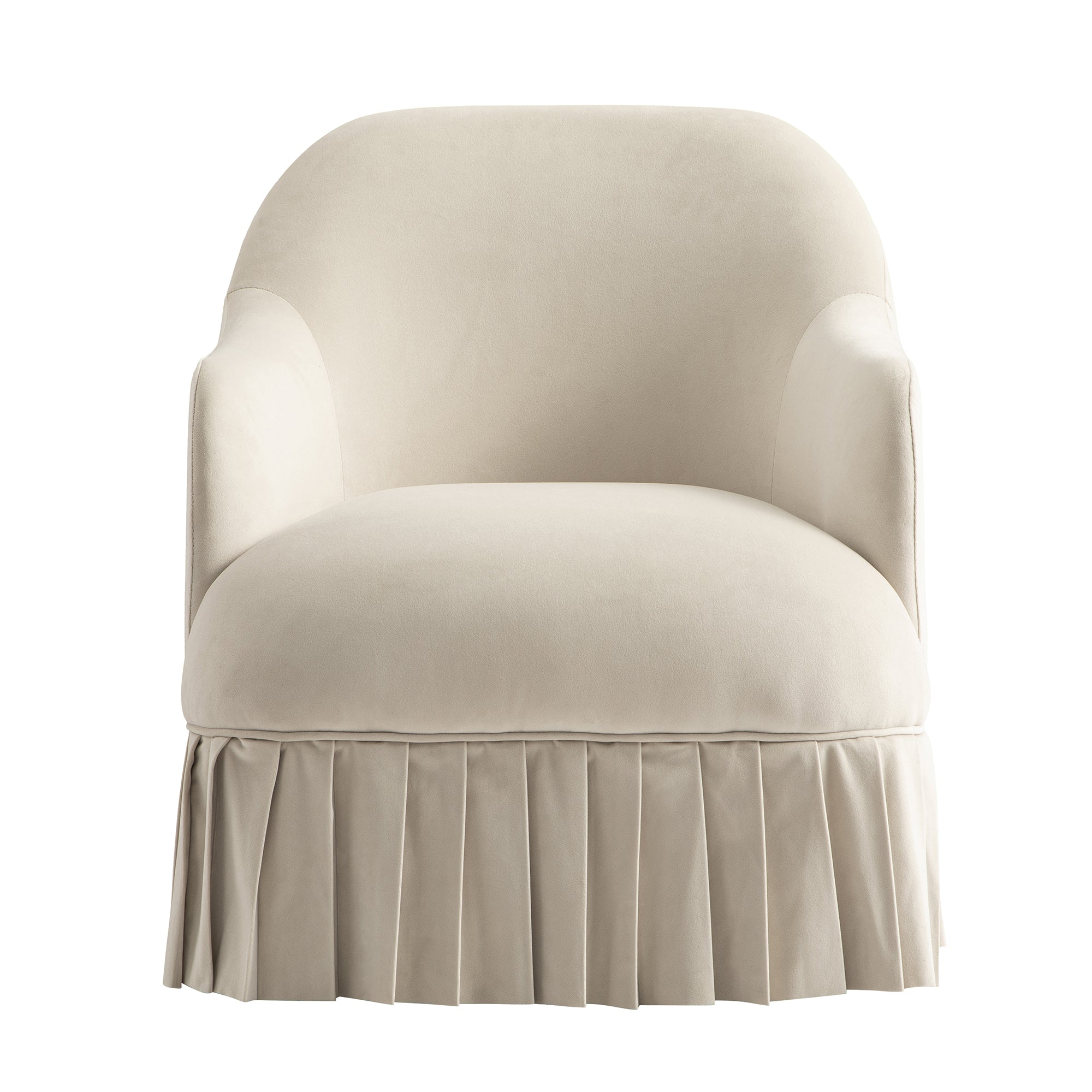 Calliope Skirted Armchair, Beige Velvet