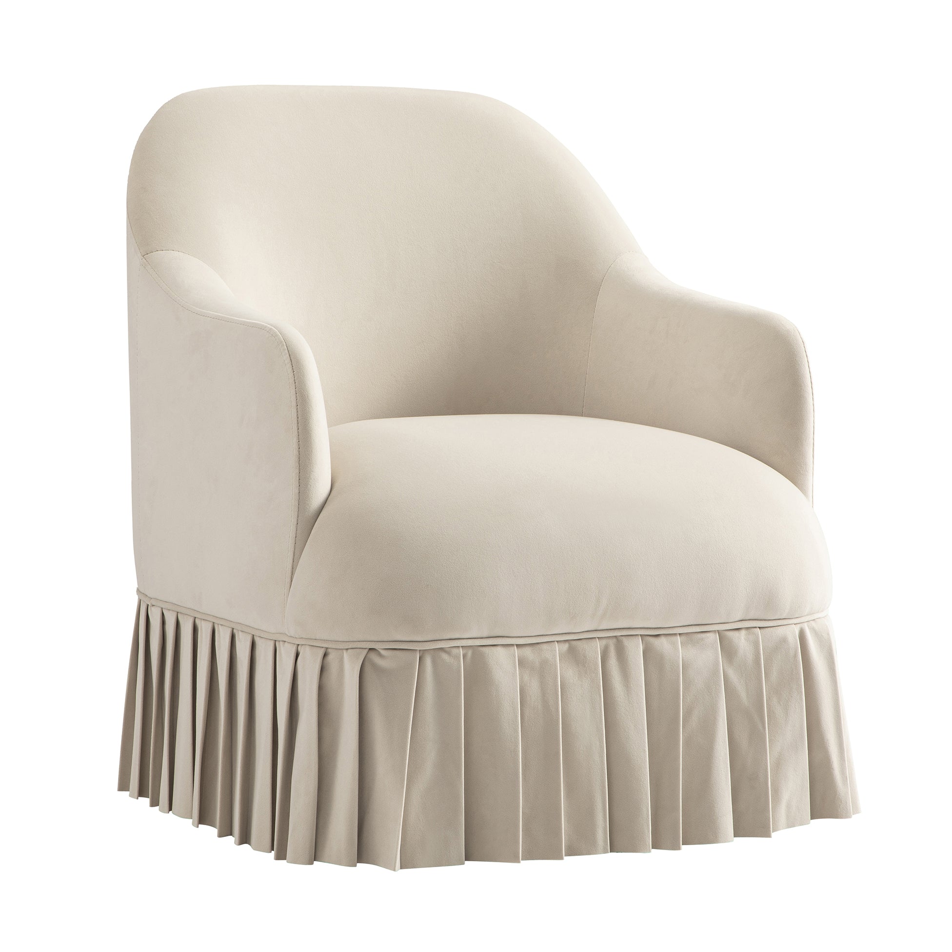 Calliope Skirted Armchair, Beige Velvet