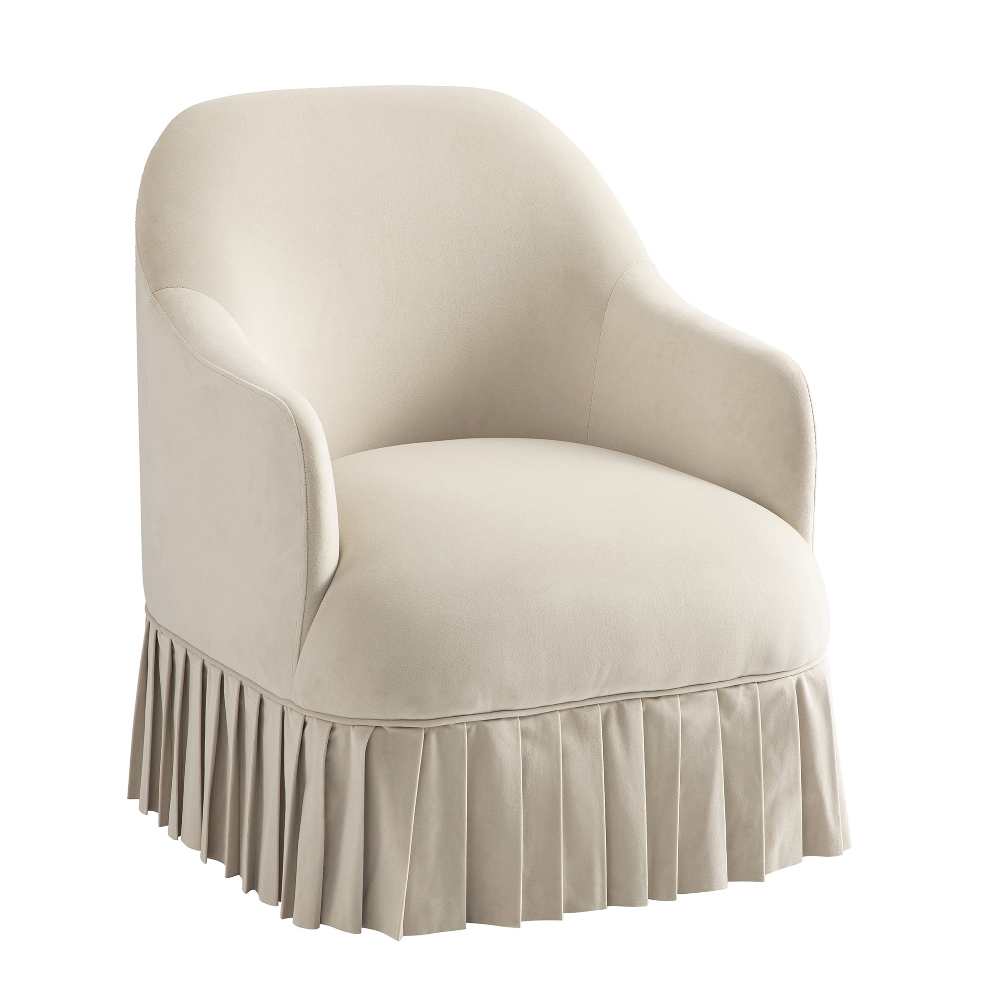 Calliope Skirted Armchair, Beige Velvet