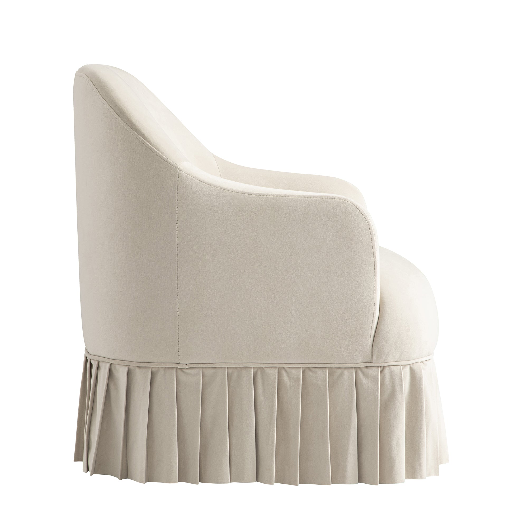 Calliope Skirted Armchair, Beige Velvet