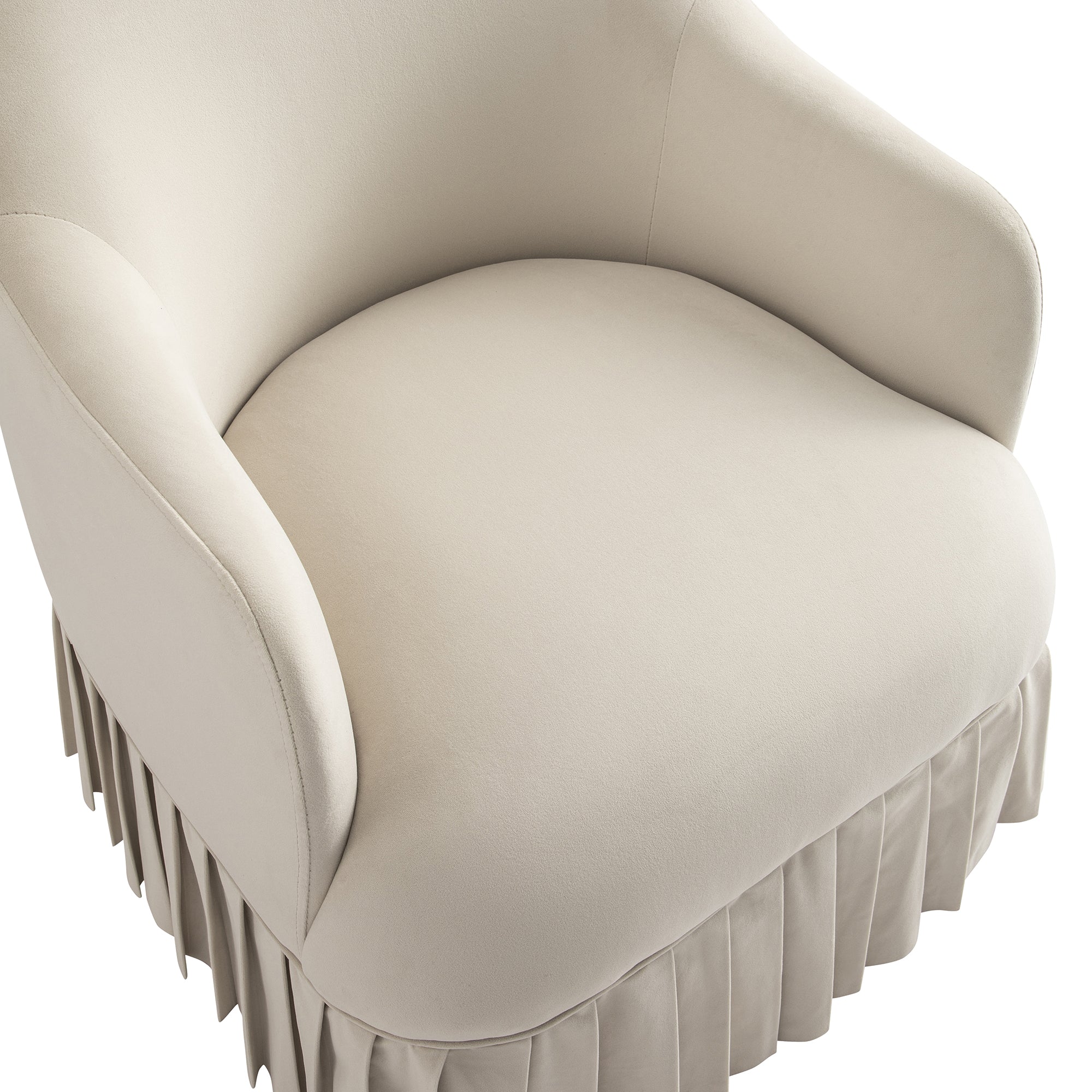 Calliope Skirted Armchair, Beige Velvet