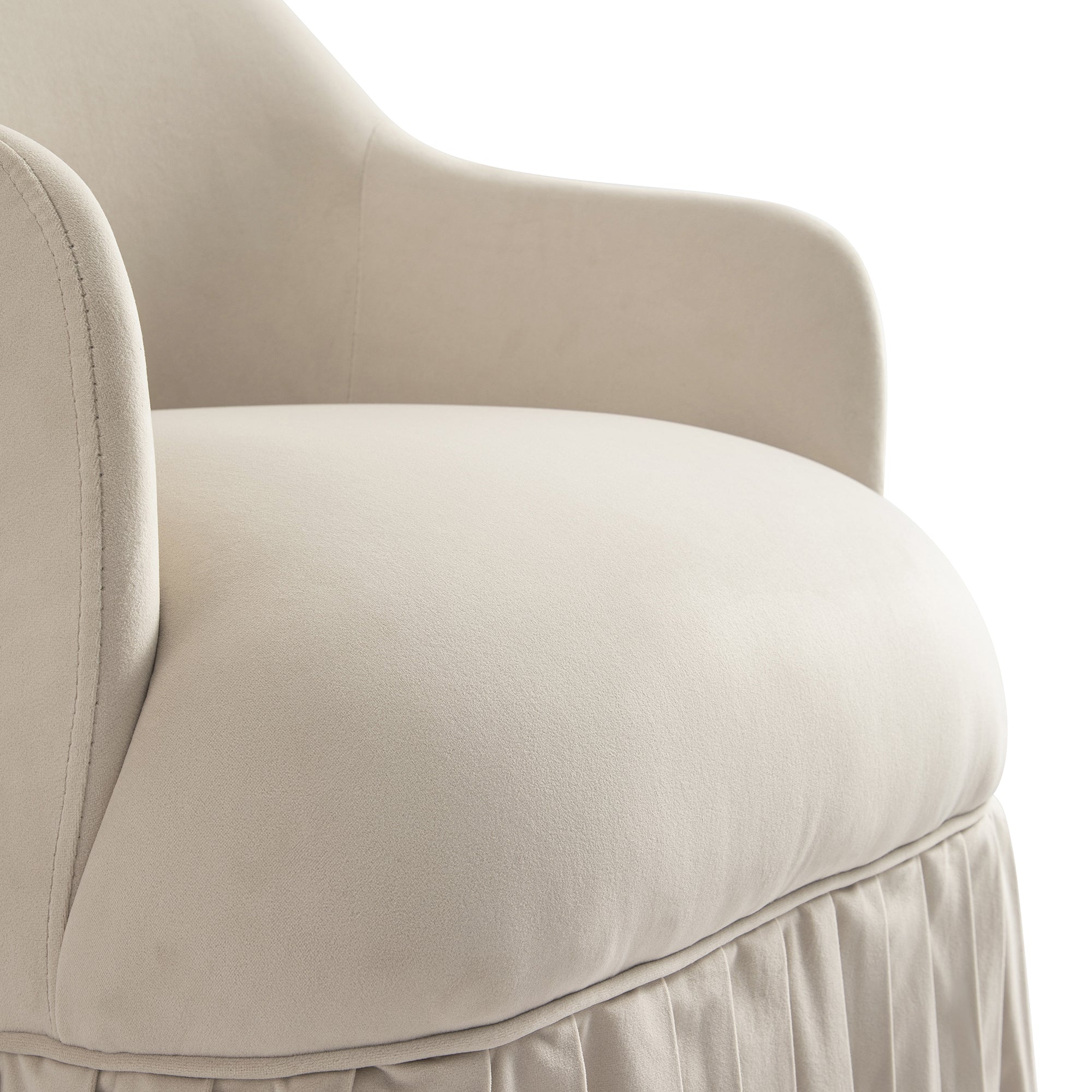 Calliope Skirted Armchair, Beige Velvet