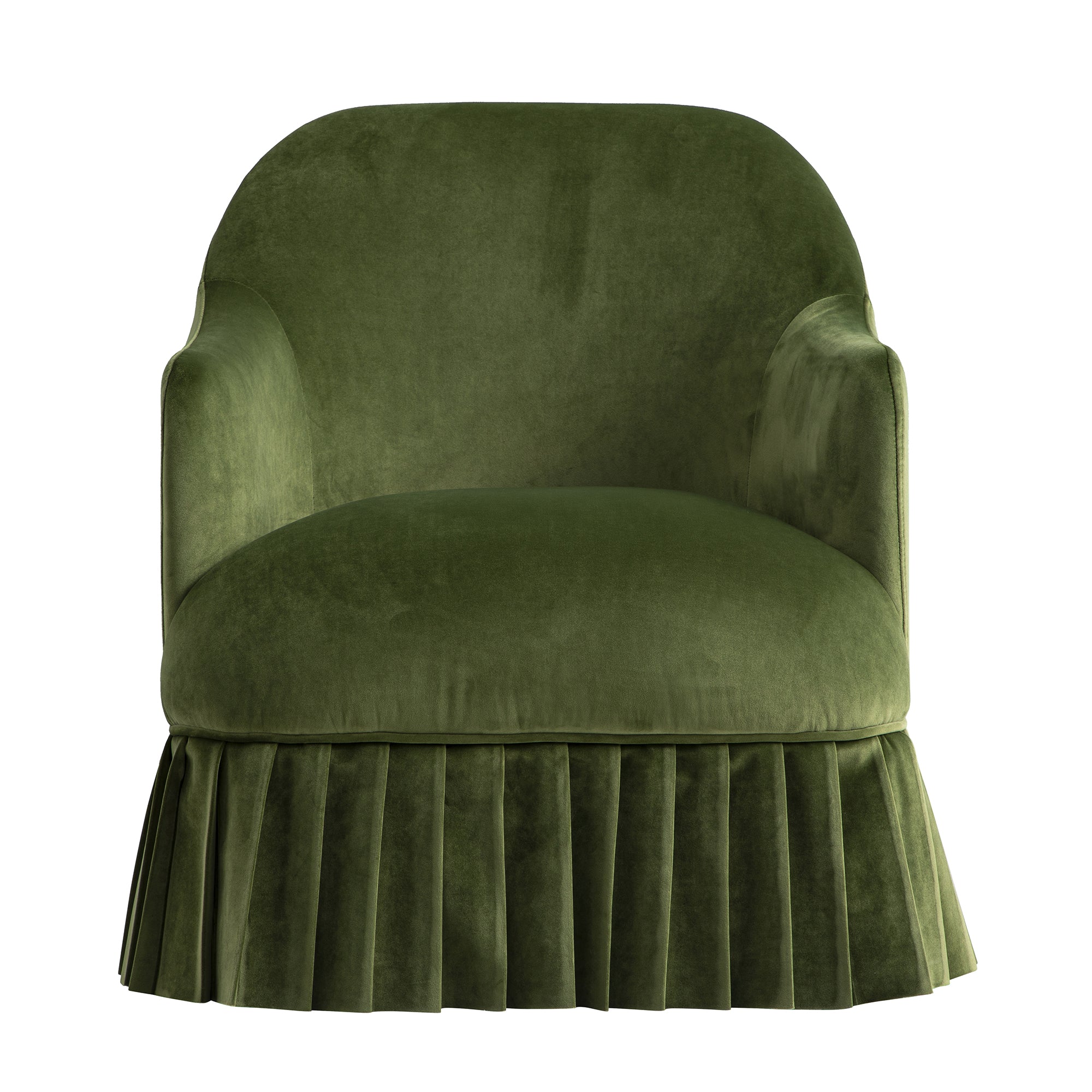 Calliope Skirted Armchair, Fern Green Velvet