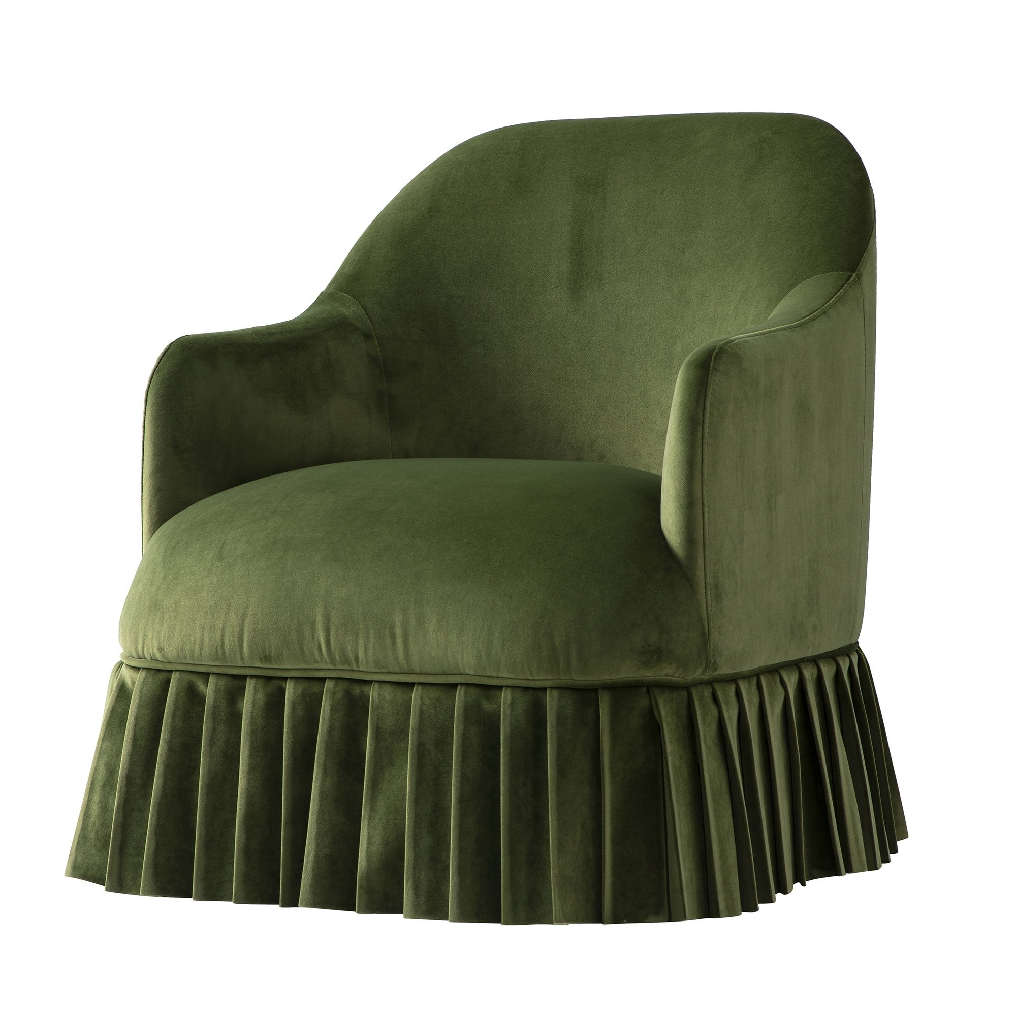 Calliope Skirted Armchair, Fern Green Velvet