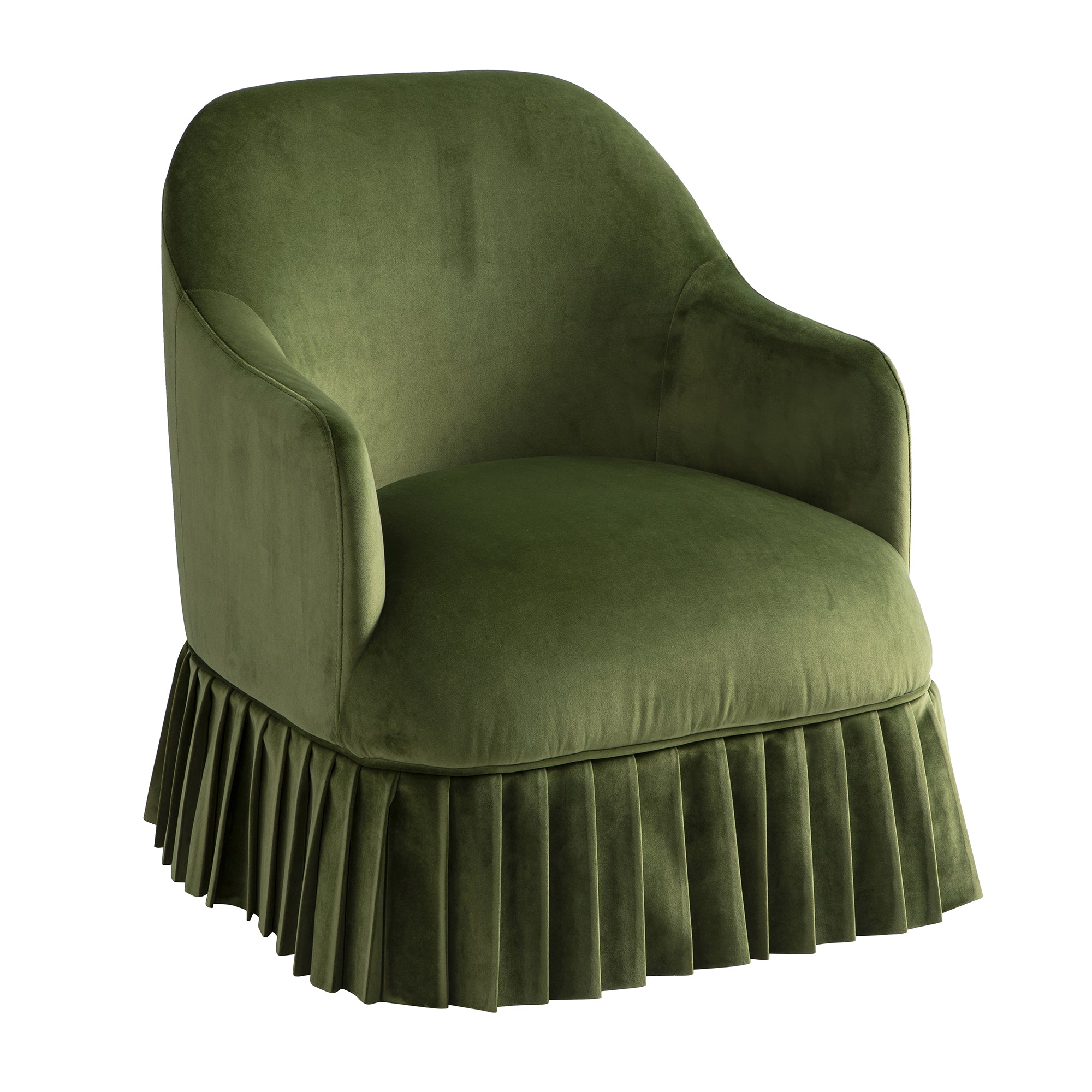 Calliope Skirted Armchair, Fern Green Velvet