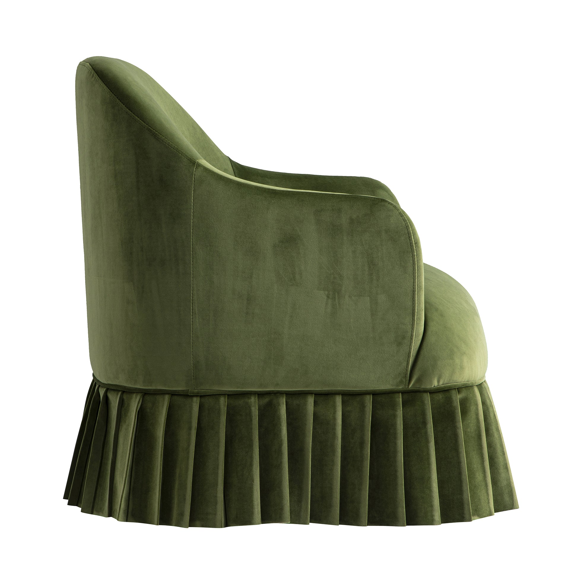 Calliope Skirted Armchair, Fern Green Velvet