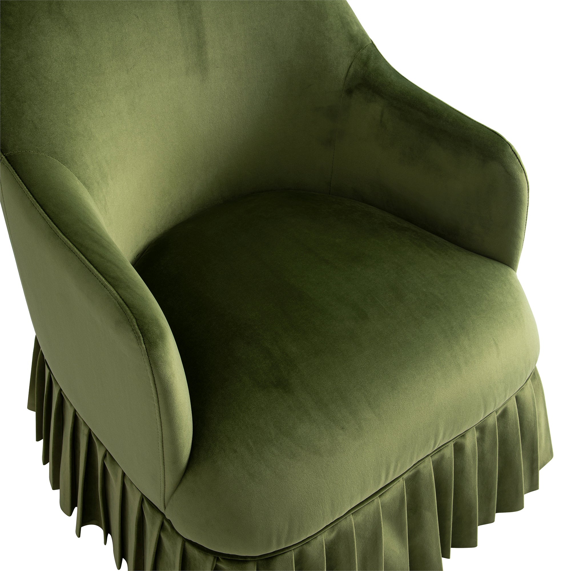 Calliope Skirted Armchair, Fern Green Velvet