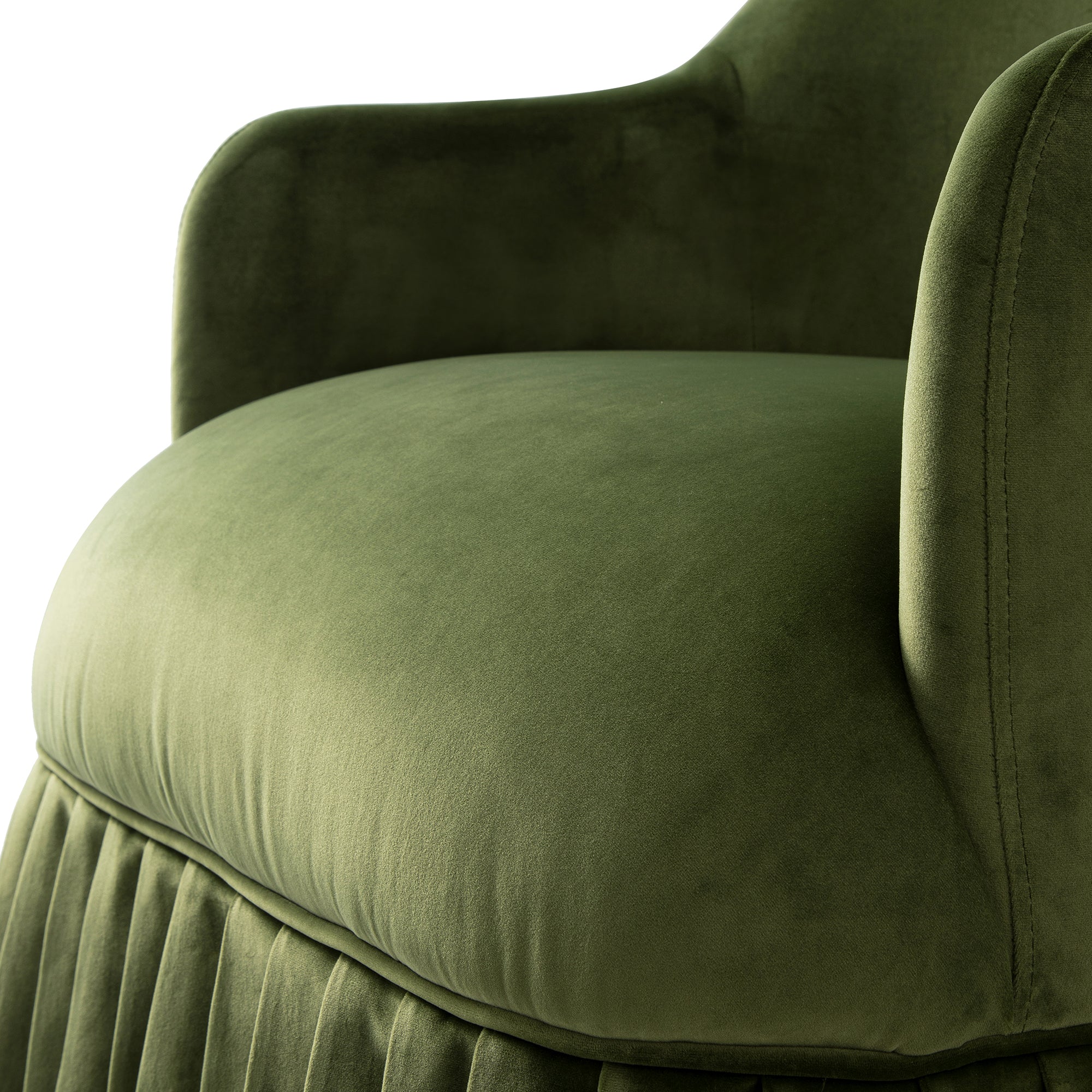 Calliope Skirted Armchair, Fern Green Velvet