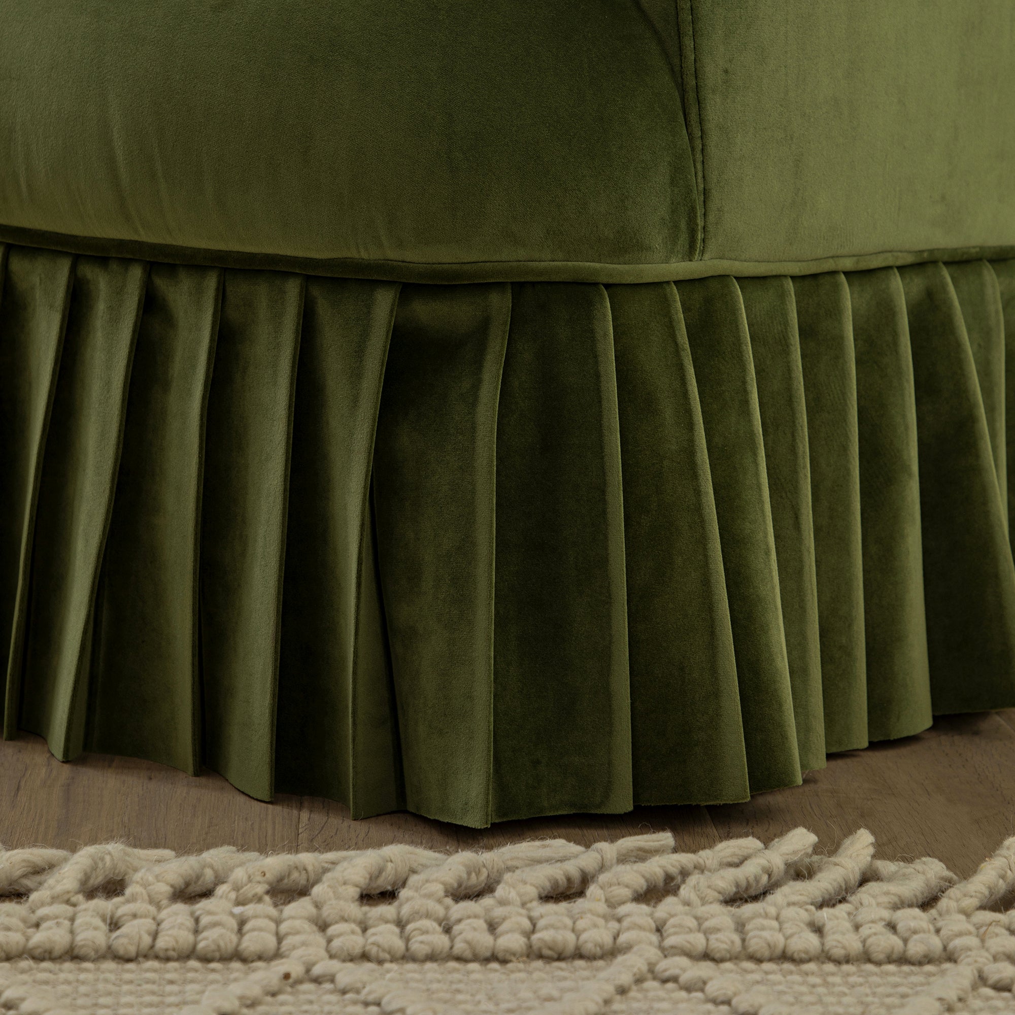 Calliope Skirted Armchair, Fern Green Velvet