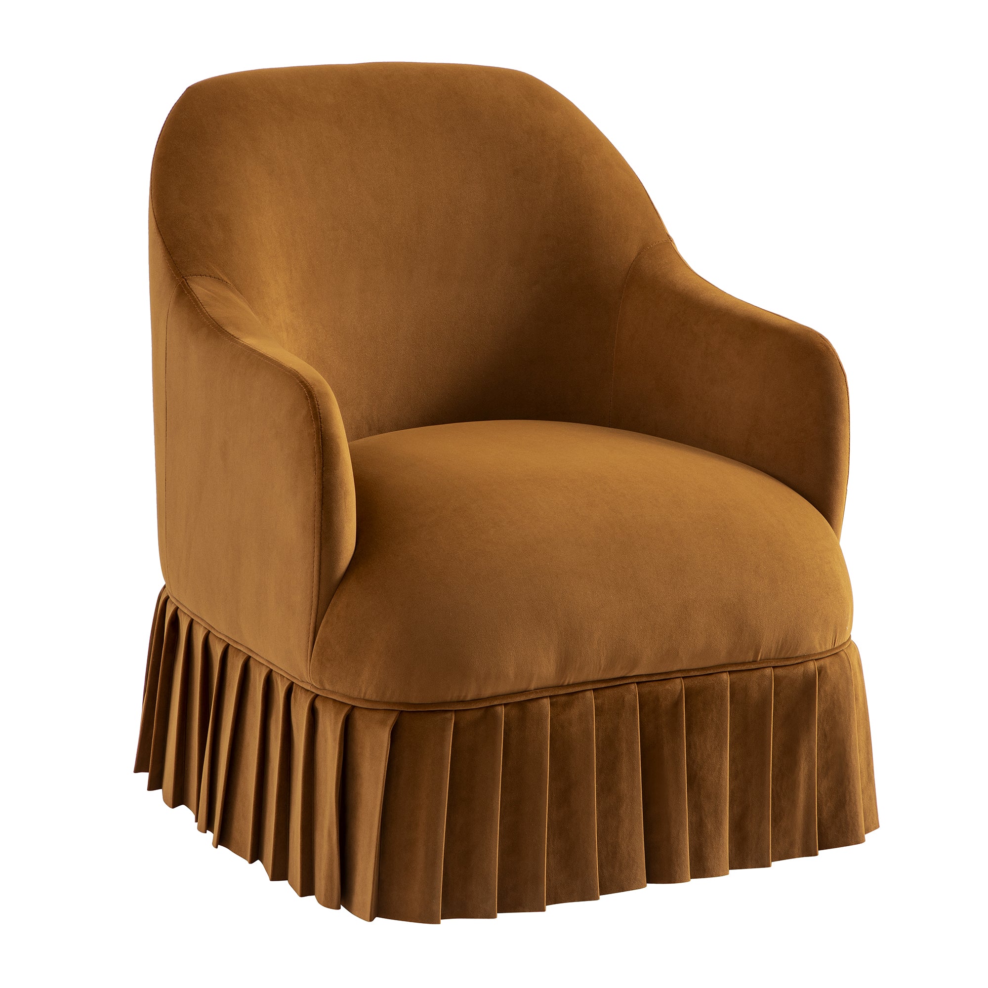 Calliope Skirted Armchair, Cinnamon Velvet