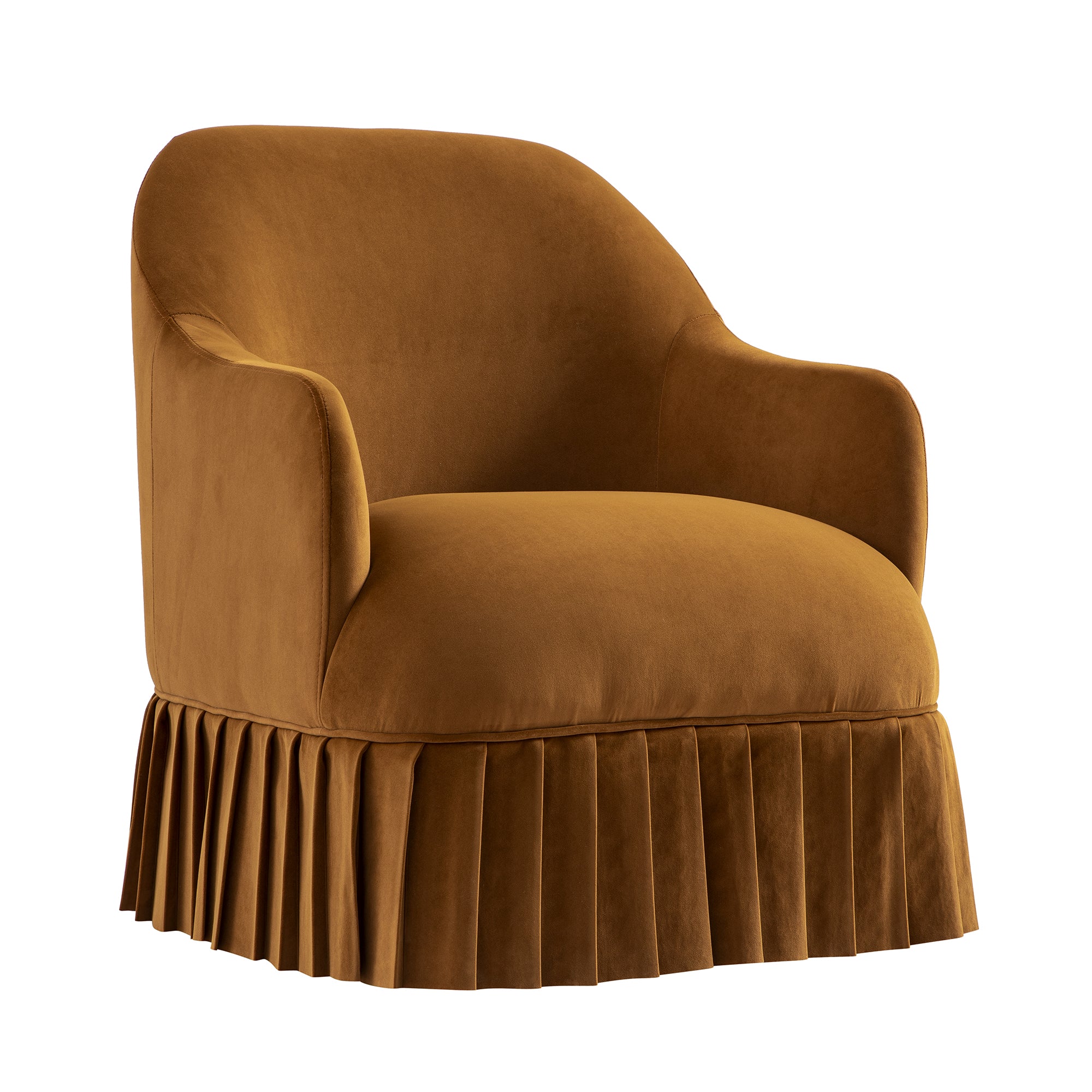 Calliope Skirted Armchair, Cinnamon Velvet