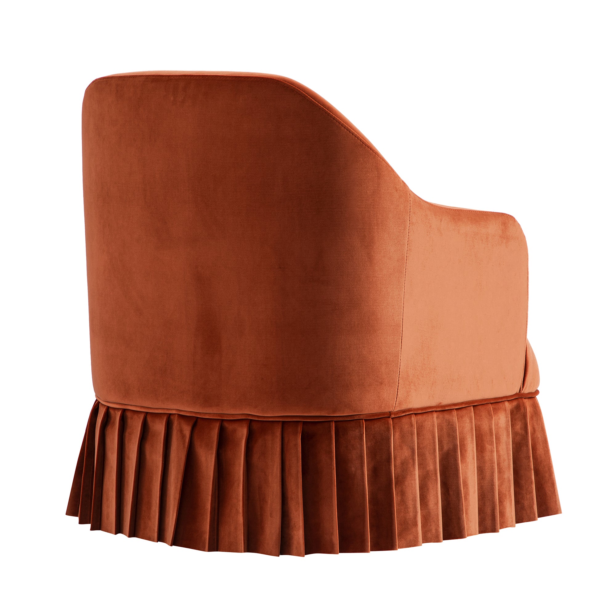 Calliope Skirted Armchair, Rust Velvet