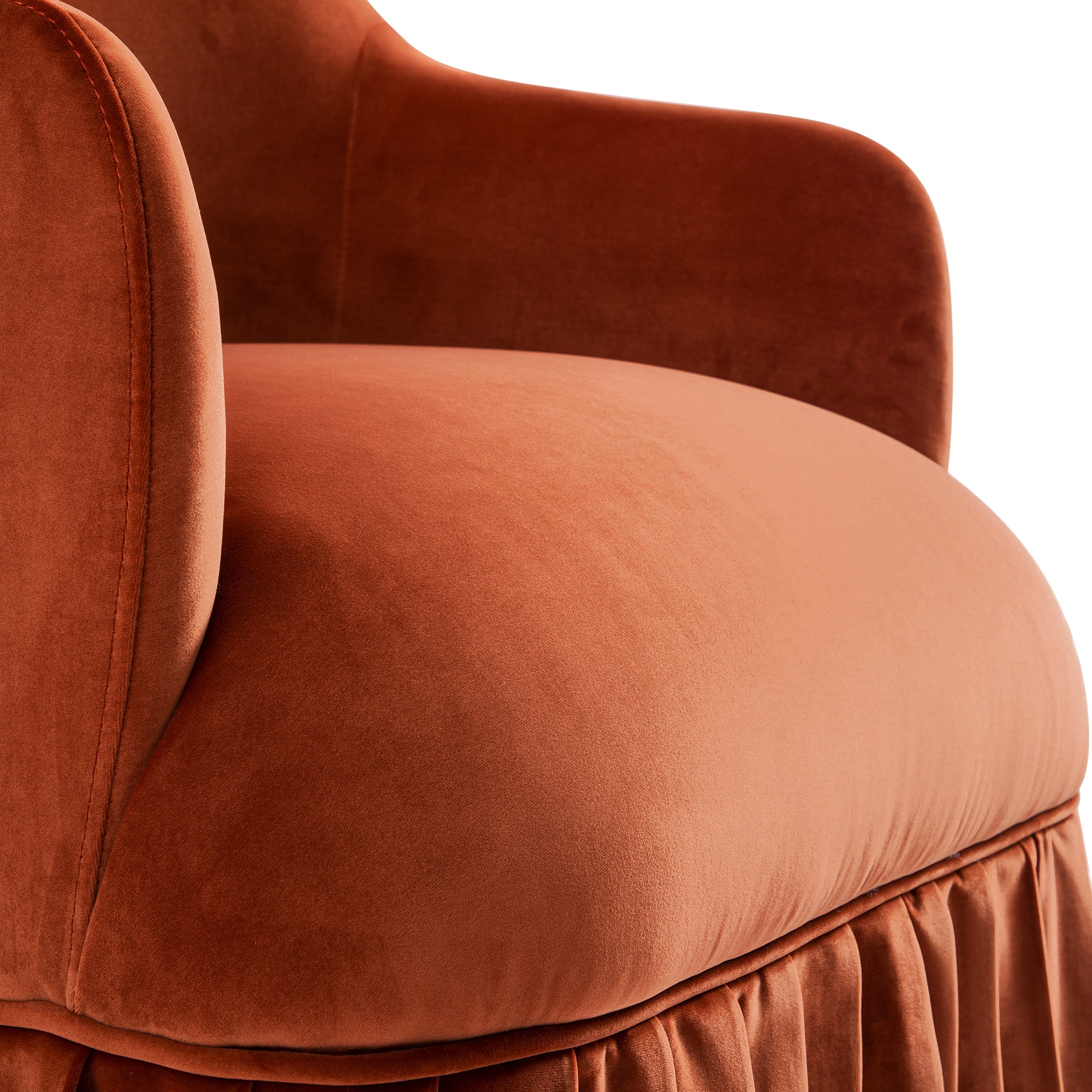 Calliope Skirted Armchair, Rust Velvet