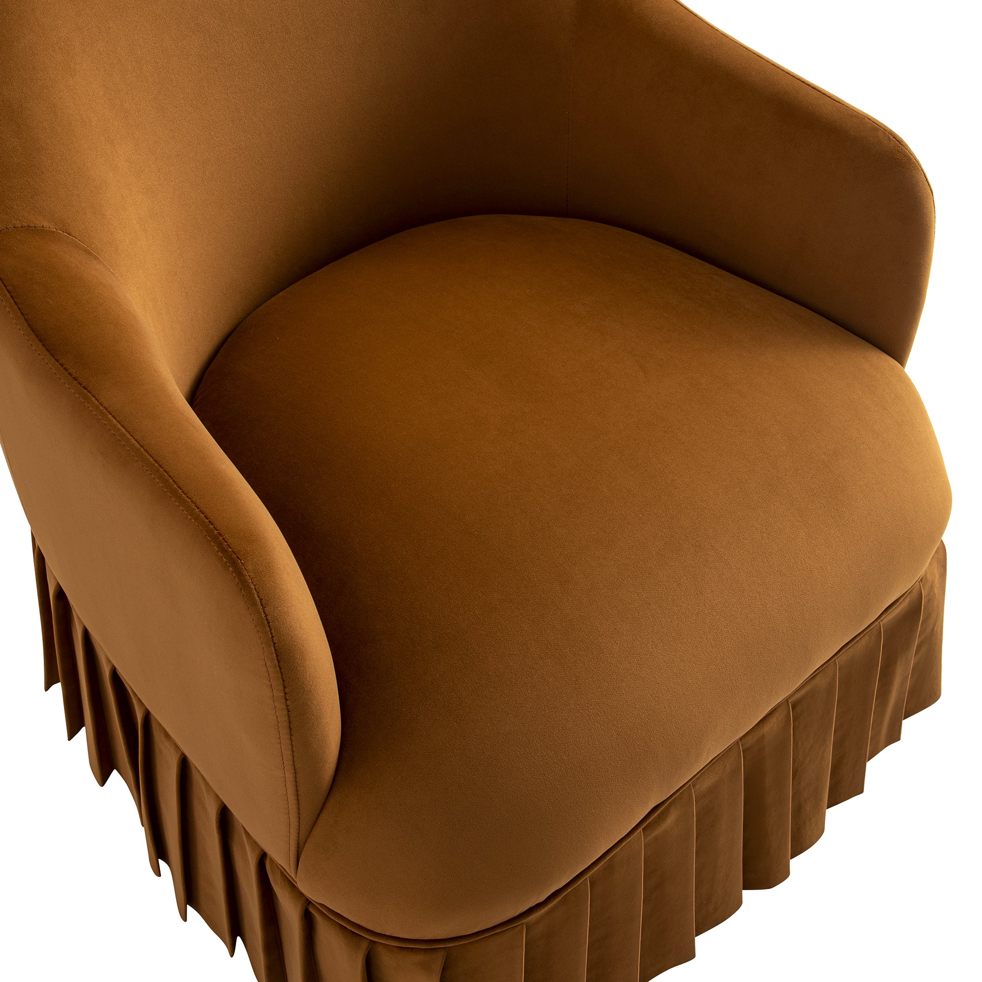 Calliope Skirted Armchair, Cinnamon Velvet