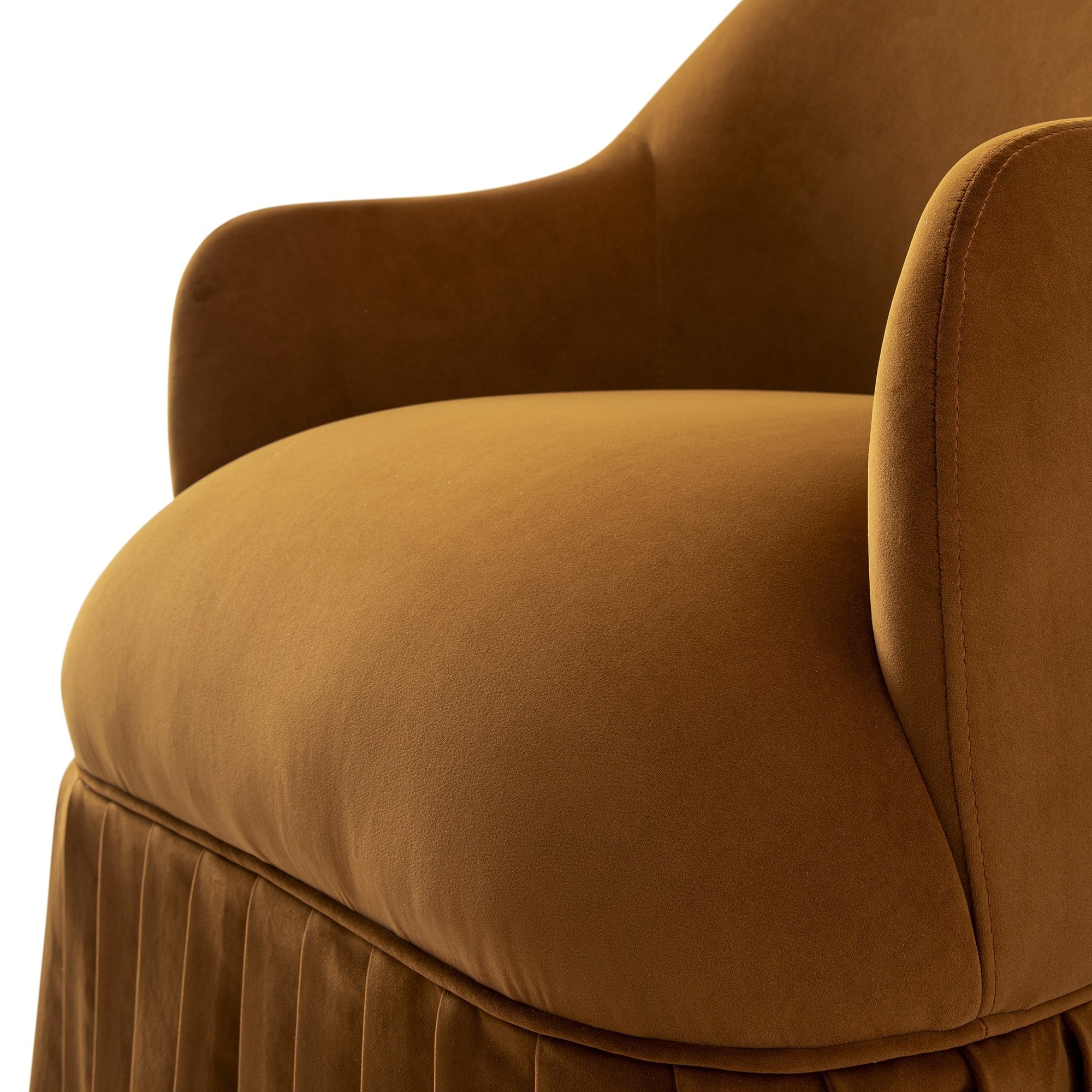 Calliope Skirted Armchair, Cinnamon Velvet