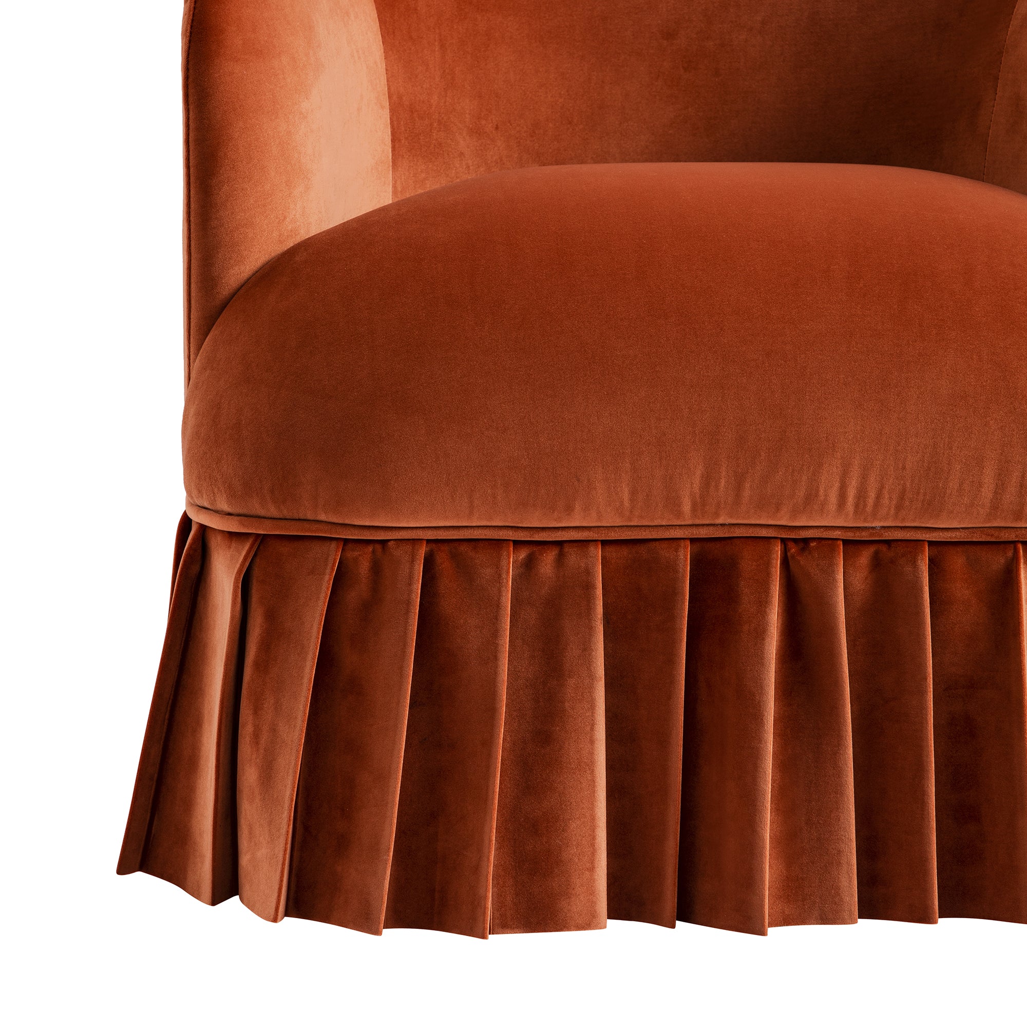 Calliope Skirted Armchair, Rust Velvet