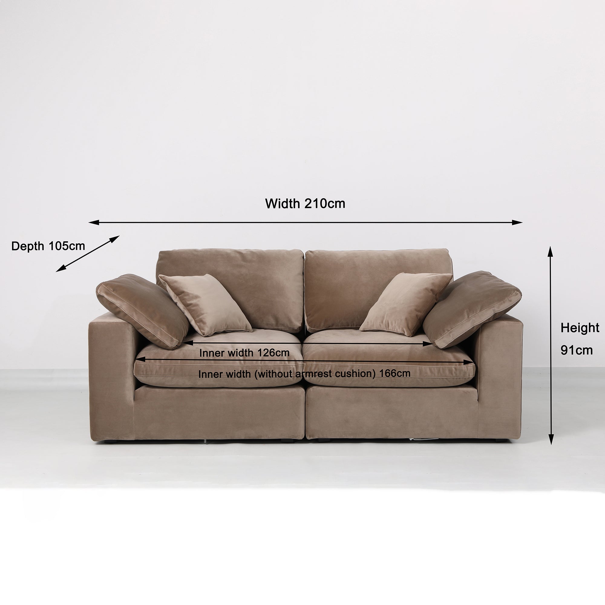 Lutyens Beige Linen Blend Modular Sofa, 2-Piece