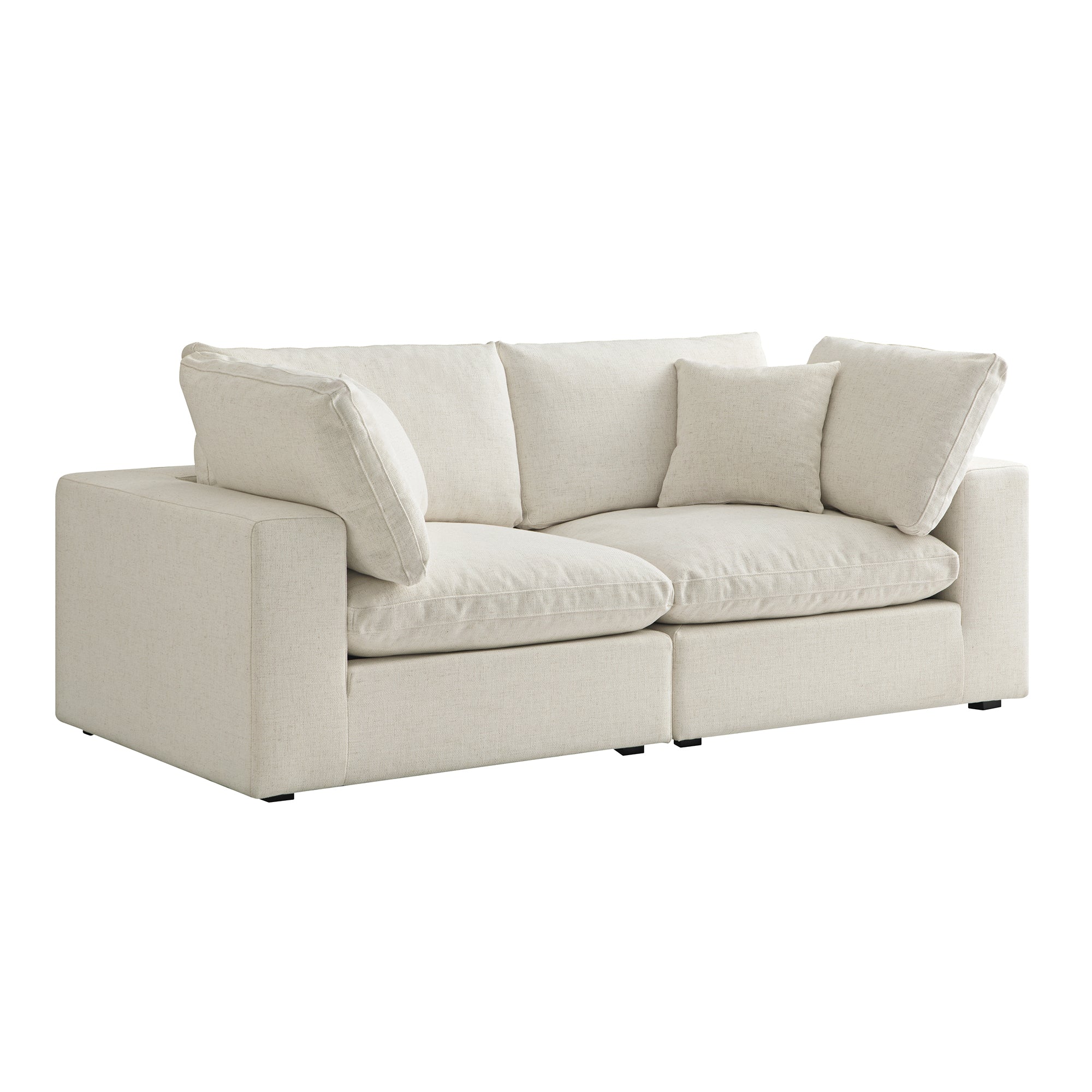 Lutyens Beige Linen Blend Modular Sofa, 2-Piece