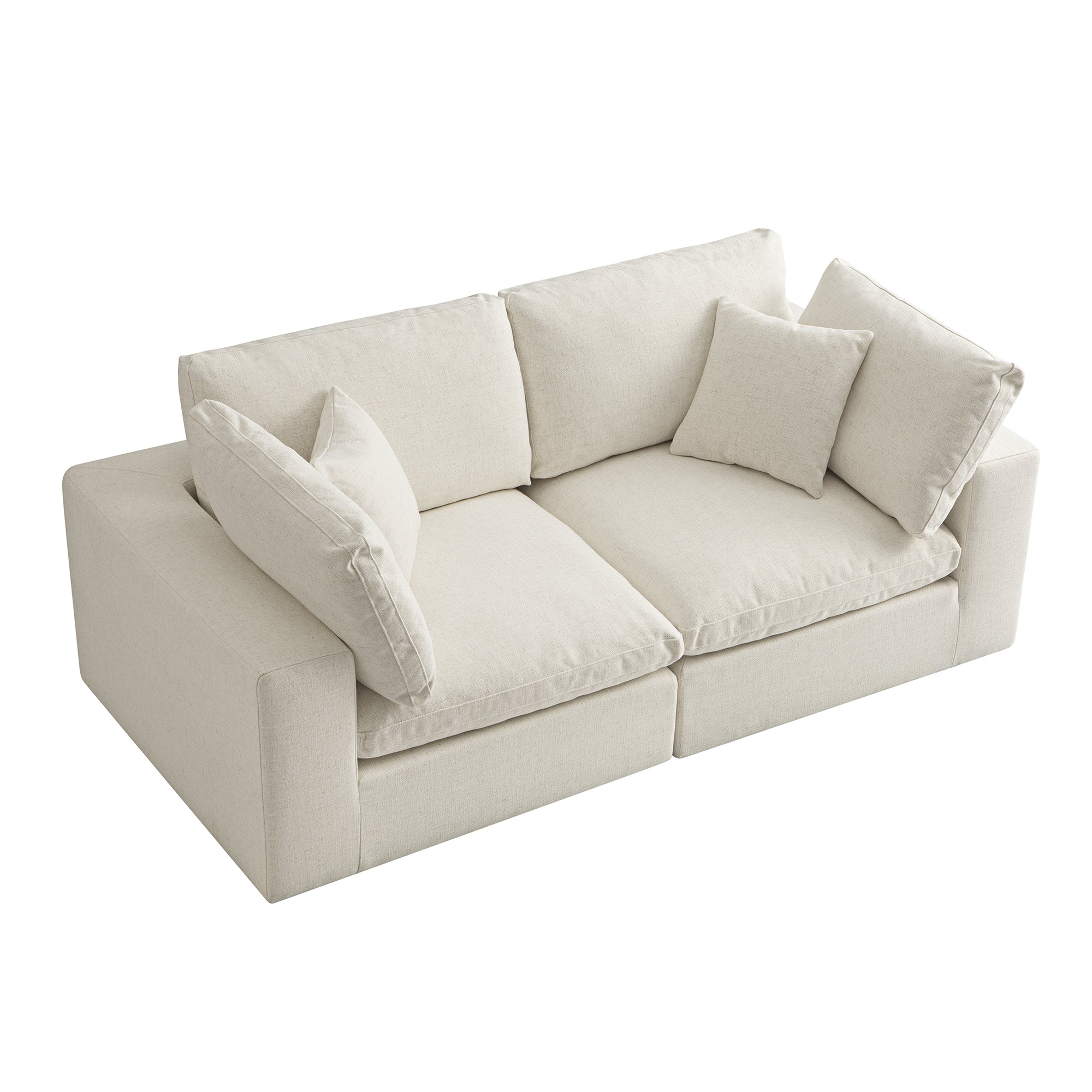 Lutyens Beige Linen Blend Modular Sofa, 2-Piece